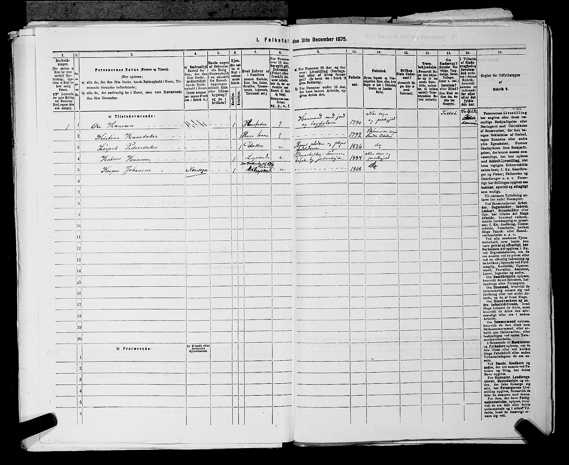 RA, 1875 census for 0236P Nes, 1875, p. 2784