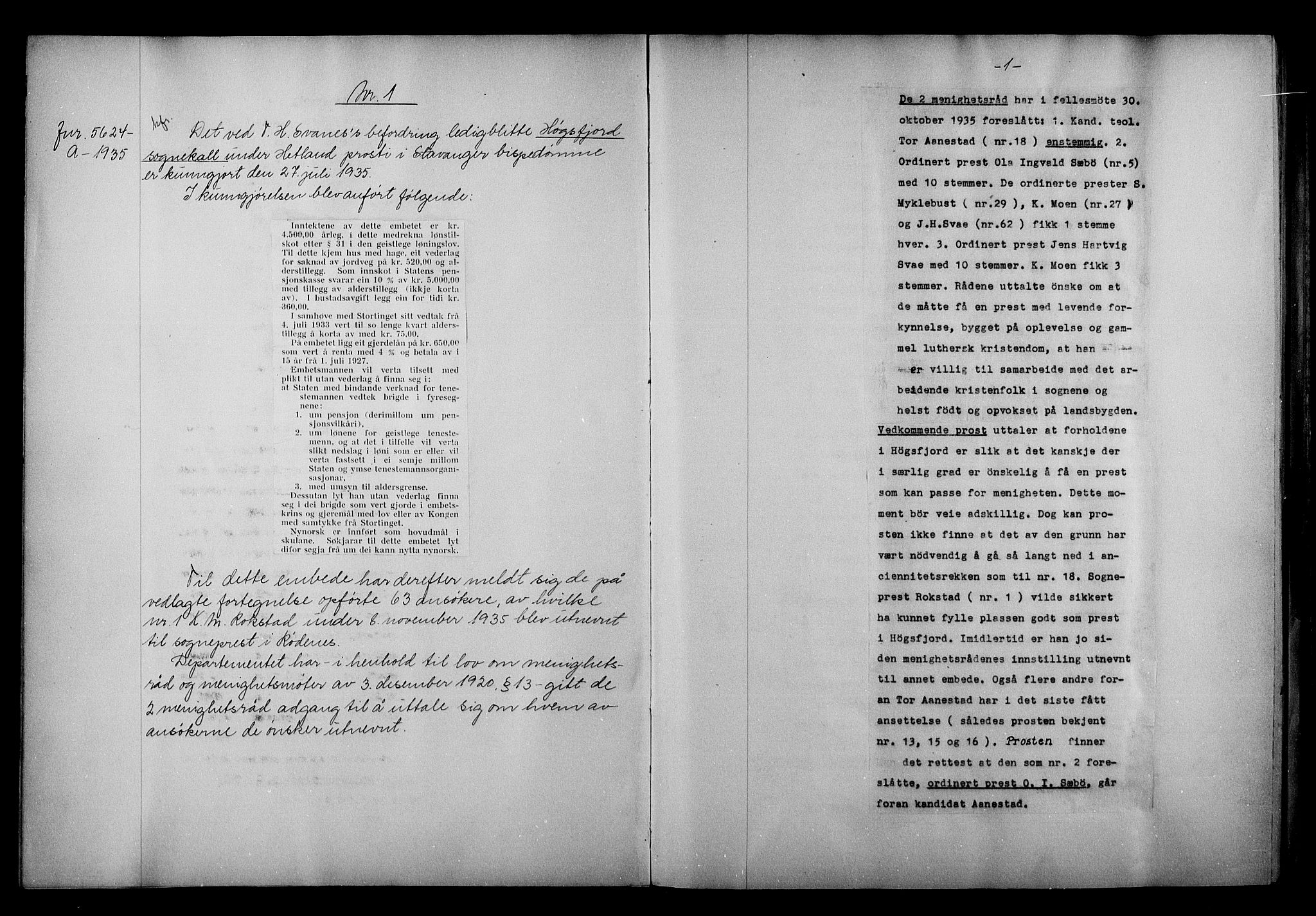 Kirke- og undervisningsdepartementet, Kontoret  for kirke og geistlighet A, AV/RA-S-1007/A/Aa/L0355: Referatprotokoll m/register. Ref.nr. 1-137, 1936