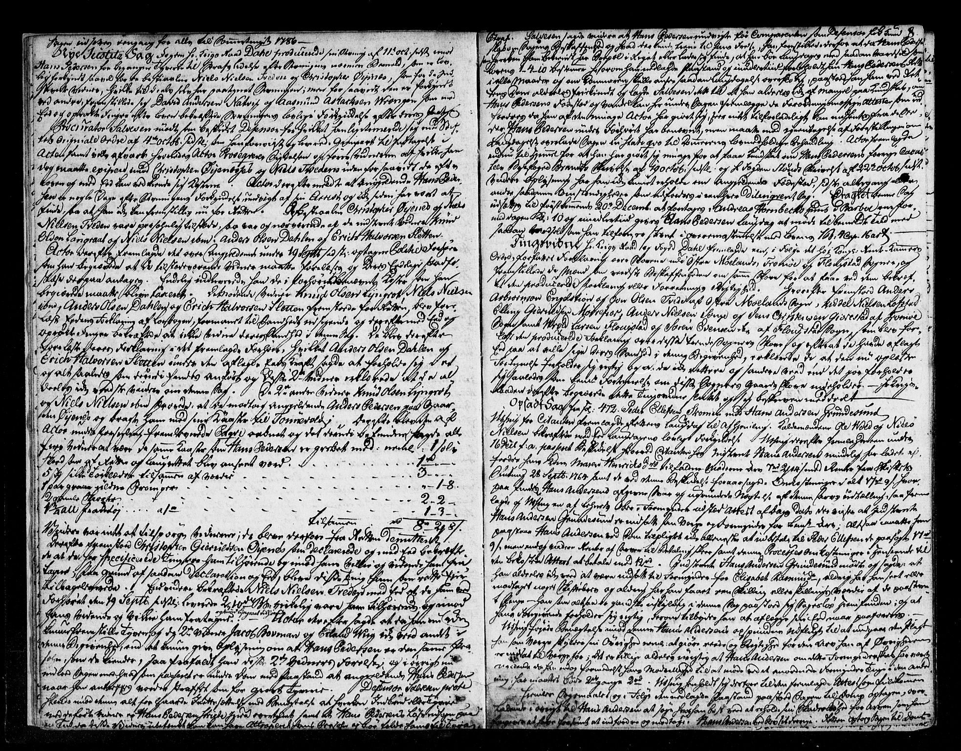 Nedenes sorenskriveri før 1824, AV/SAK-1221-0007/F/Fa/L0037: Tingbok med register nr 32, 1785-1787, p. 7b-8a
