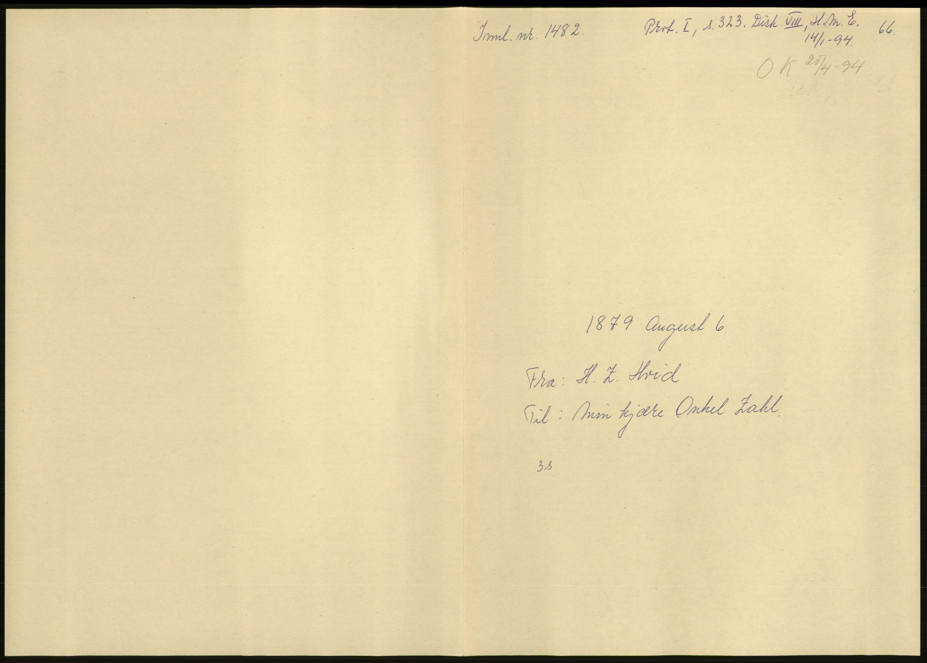 Samlinger til kildeutgivelse, Amerikabrevene, AV/RA-EA-4057/F/L0036: Innlån fra Nordland: Kjerringøyarkivet, 1838-1914, p. 291