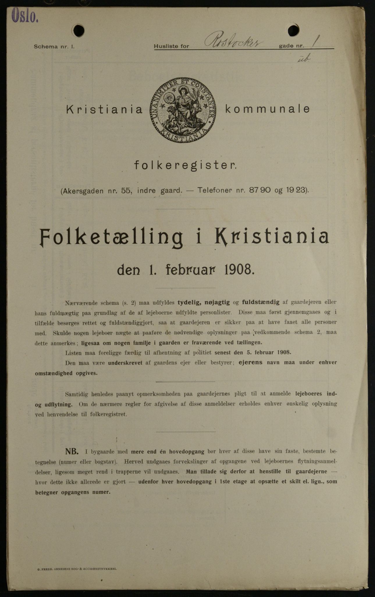 OBA, Municipal Census 1908 for Kristiania, 1908, p. 76071