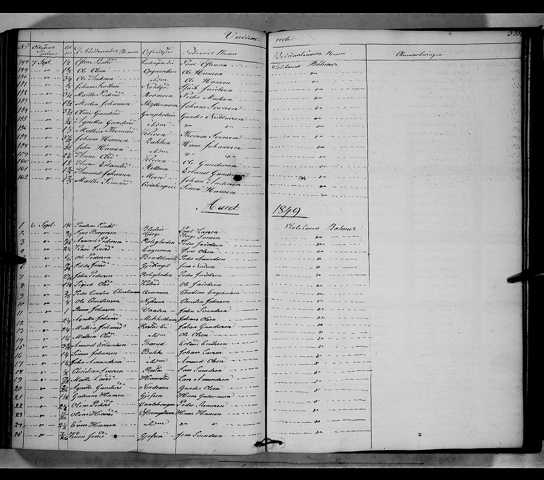 Gausdal prestekontor, SAH/PREST-090/H/Ha/Haa/L0007: Parish register (official) no. 7, 1840-1850, p. 335
