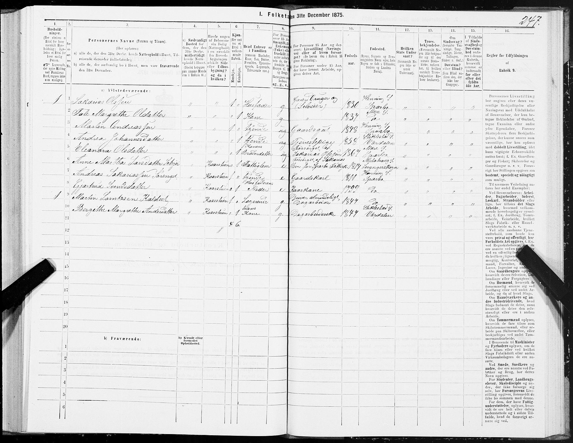 SAT, 1875 census for 1731P Sparbu, 1875, p. 3247