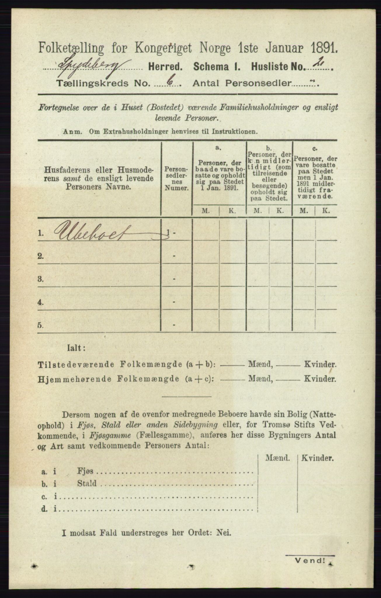 RA, 1891 census for 0123 Spydeberg, 1891, p. 2762