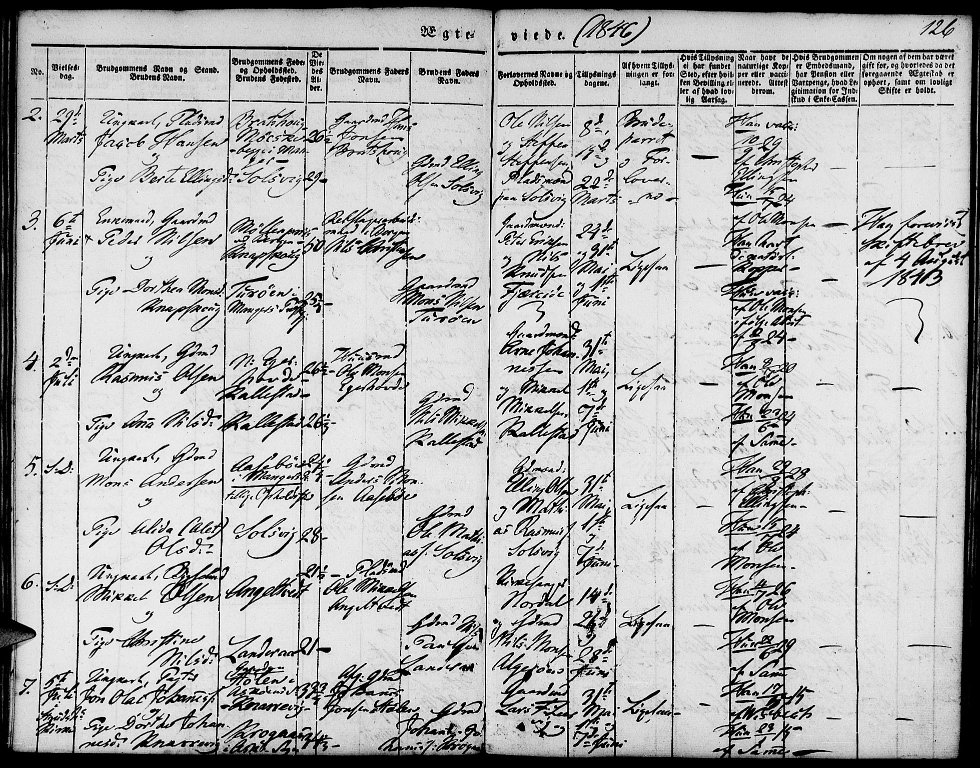 Fjell sokneprestembete, SAB/A-75301/H/Haa: Parish register (official) no. A 1, 1835-1850, p. 126