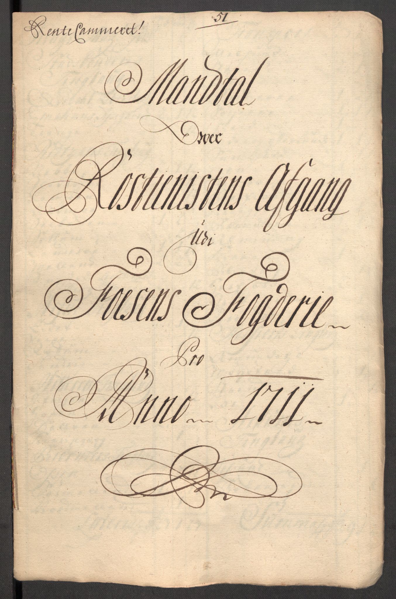 Rentekammeret inntil 1814, Reviderte regnskaper, Fogderegnskap, AV/RA-EA-4092/R57/L3860: Fogderegnskap Fosen, 1711, p. 213