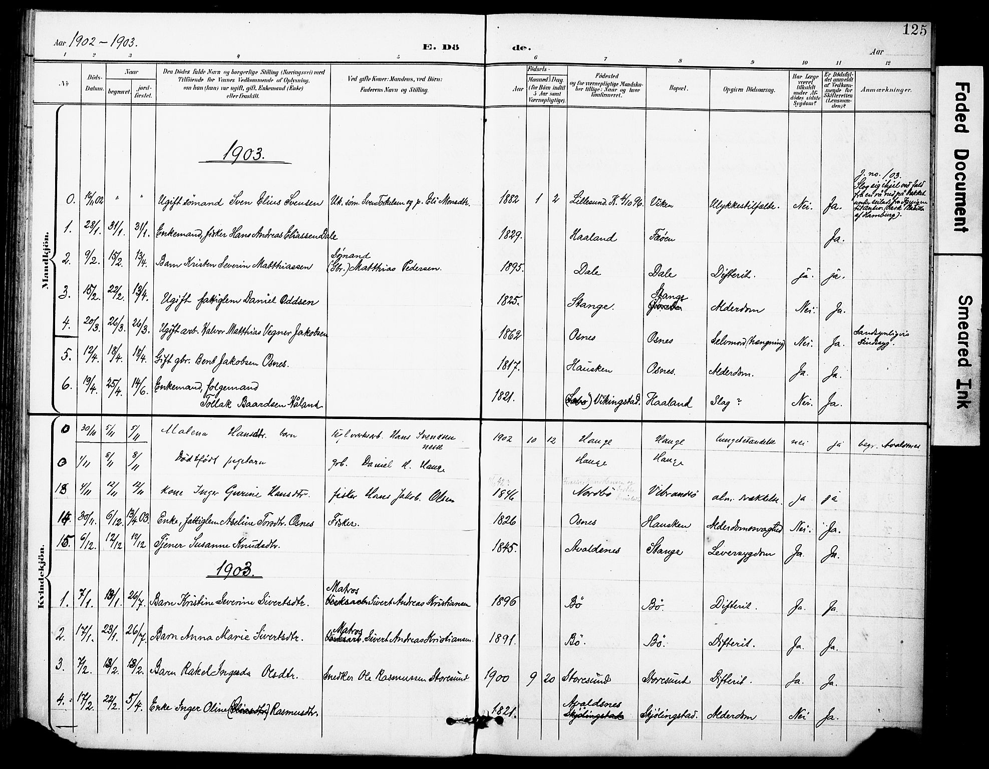 Torvastad sokneprestkontor, AV/SAST-A -101857/H/Ha/Haa/L0017: Parish register (official) no. A 16, 1899-1911, p. 125