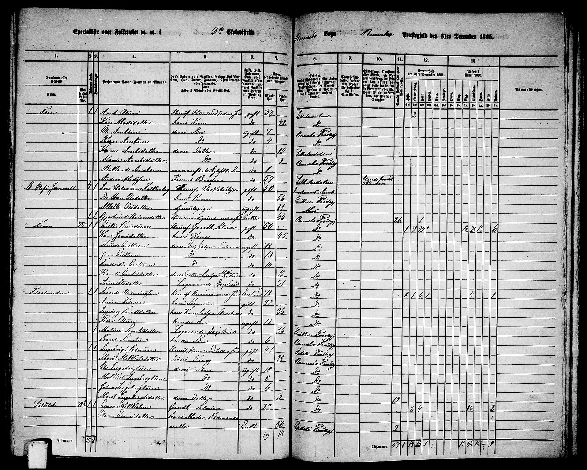 RA, 1865 census for Rennebu, 1865, p. 48