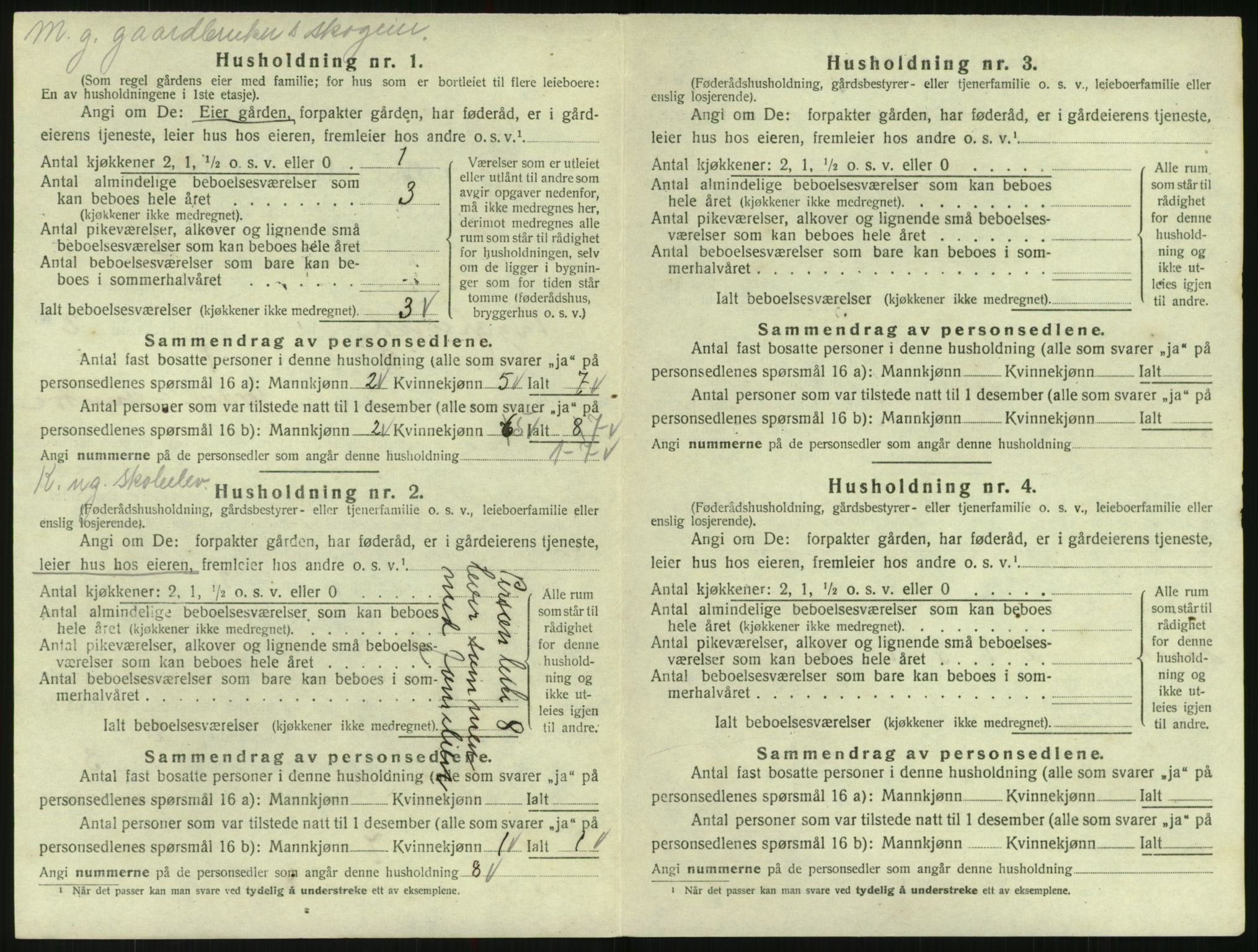 SAK, 1920 census for Bygland, 1920, p. 114