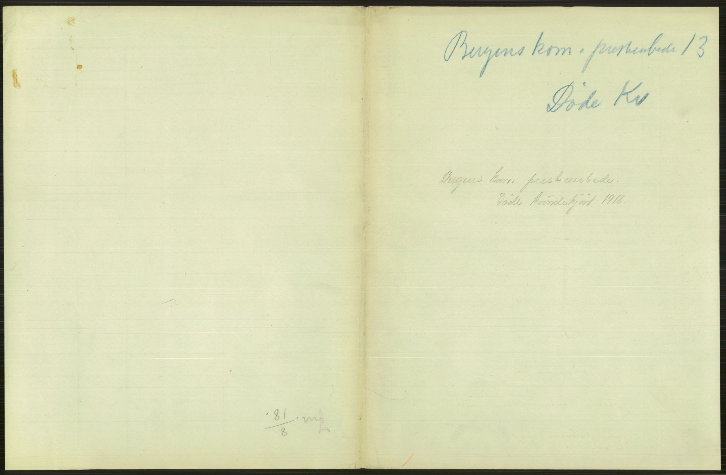 Statistisk sentralbyrå, Sosiodemografiske emner, Befolkning, RA/S-2228/D/Df/Dfb/Dfbh/L0039: Bergen: Døde., 1918, p. 441