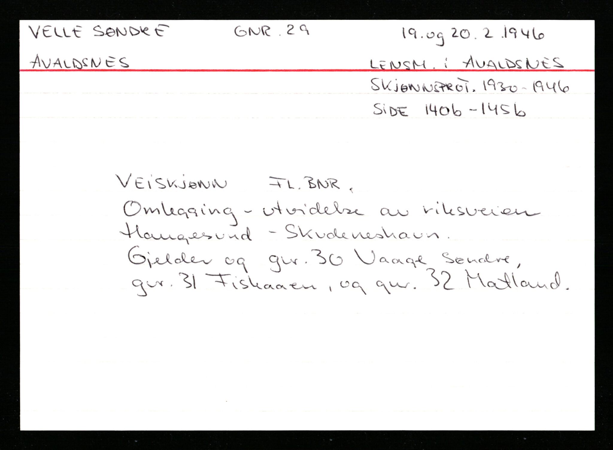 Statsarkivet i Stavanger, AV/SAST-A-101971/03/Y/Ym/L0065: Åstedskort sortert etter gårdsnavn: Vatland - Vervig, 1600-1950, p. 576