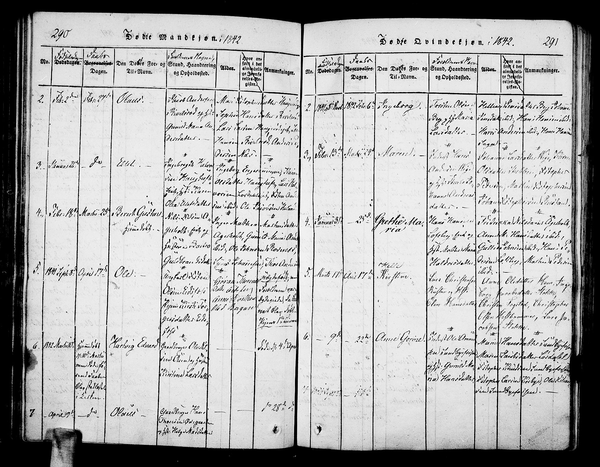 Hof kirkebøker, AV/SAKO-A-64/F/Fa/L0004: Parish register (official) no. I 4, 1814-1843, p. 290-291