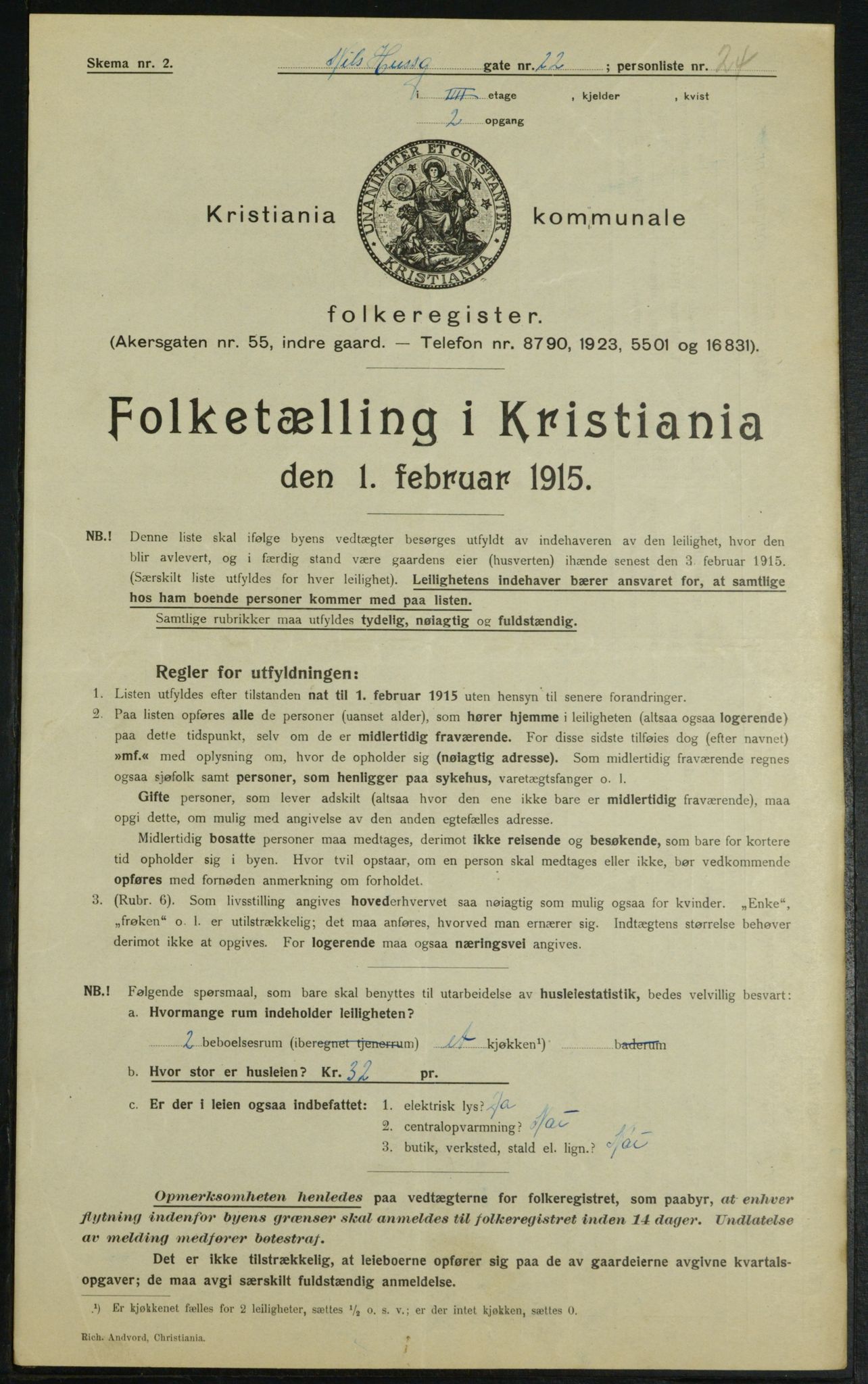 OBA, Municipal Census 1915 for Kristiania, 1915, p. 70557