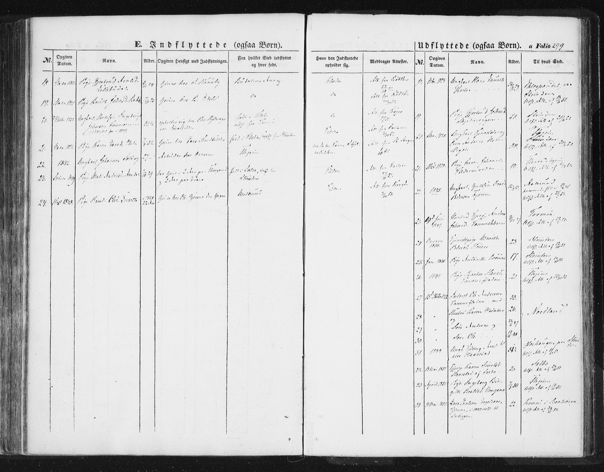 Ministerialprotokoller, klokkerbøker og fødselsregistre - Sør-Trøndelag, SAT/A-1456/618/L0441: Parish register (official) no. 618A05, 1843-1862, p. 299