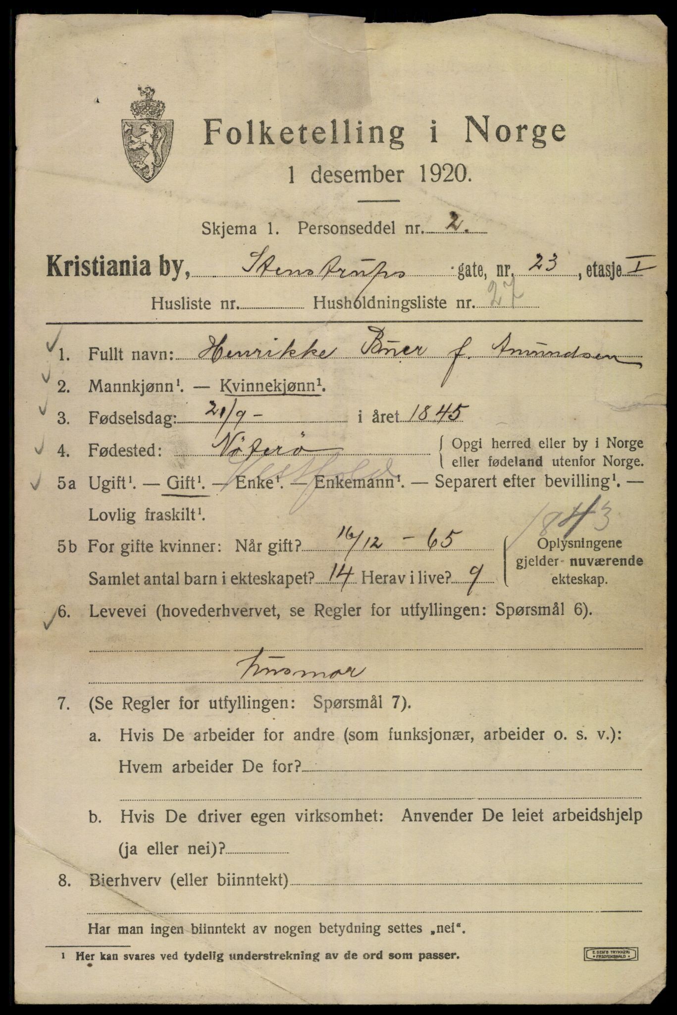 SAO, 1920 census for Kristiania, 1920, p. 539727