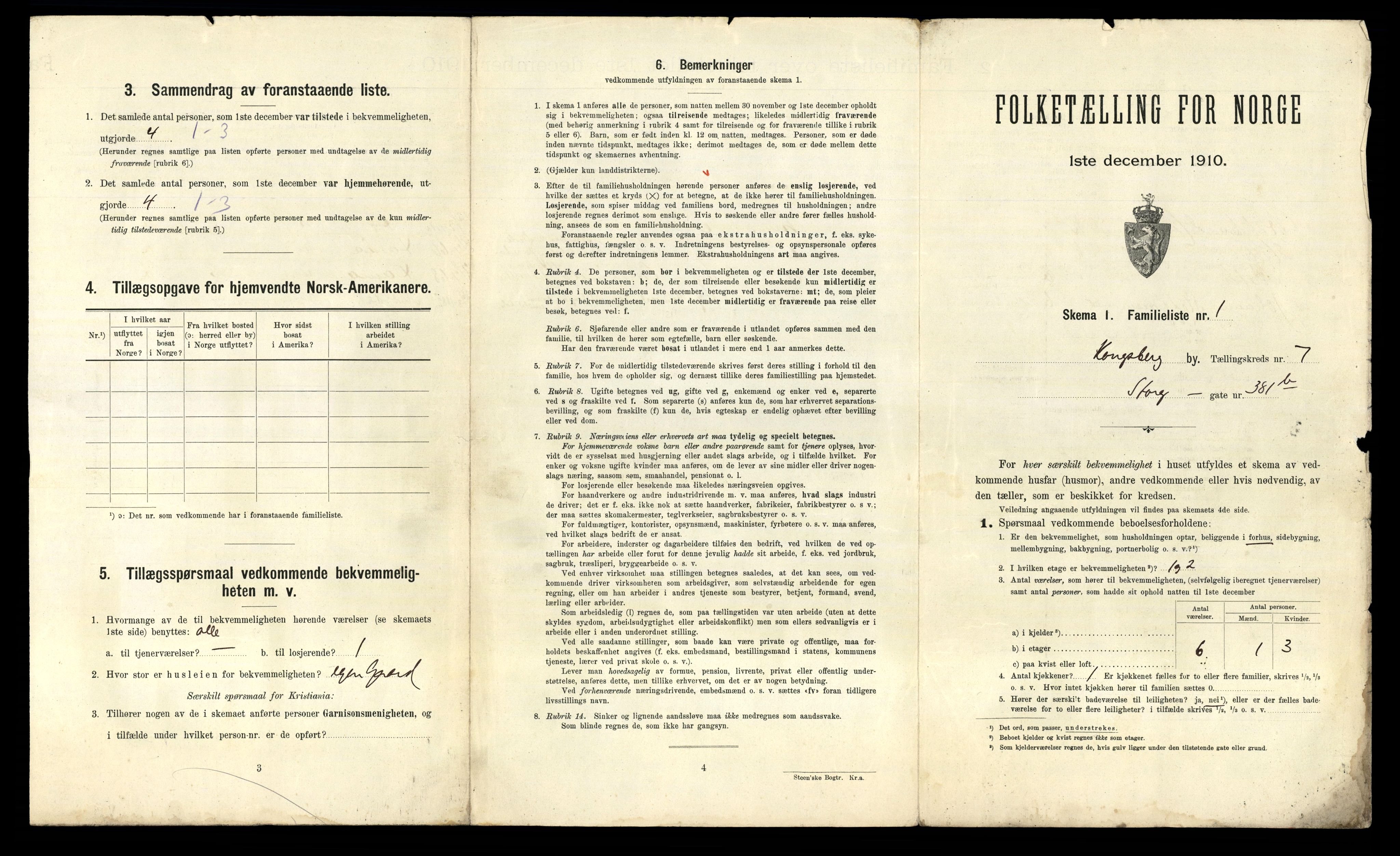 RA, 1910 census for Kongsberg, 1910, p. 3260