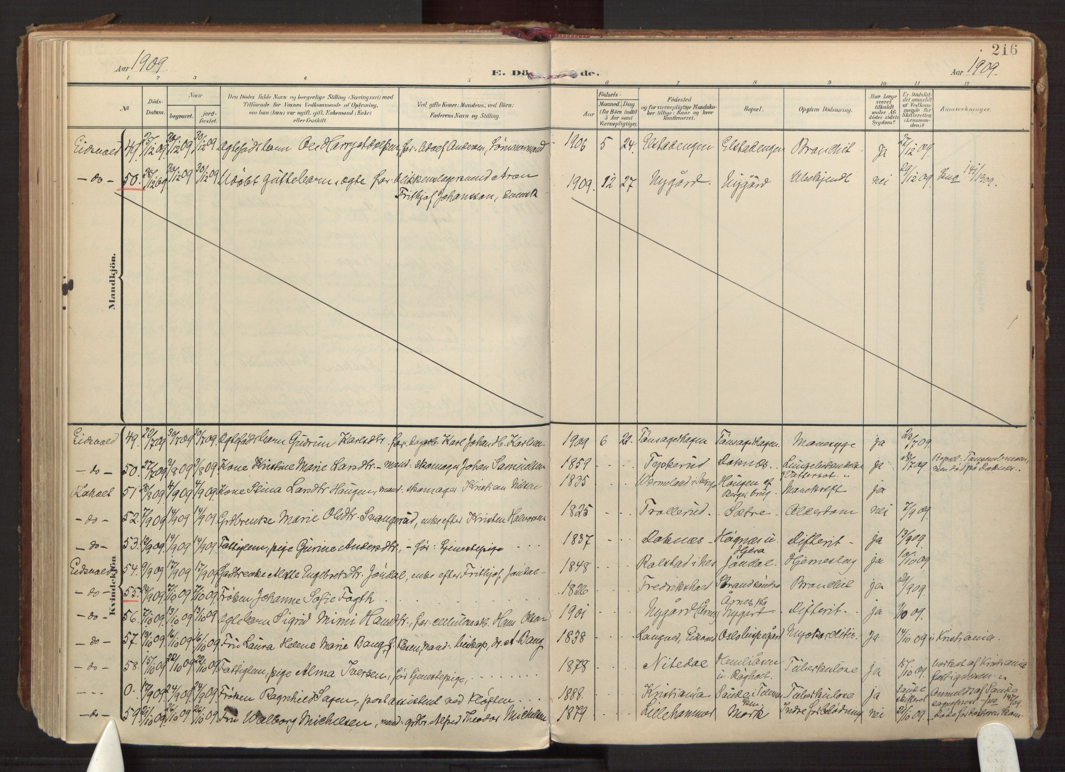 Eidsvoll prestekontor Kirkebøker, AV/SAO-A-10888/F/Fa/L0008: Parish register (official) no. I 8, 1908-1920, p. 216