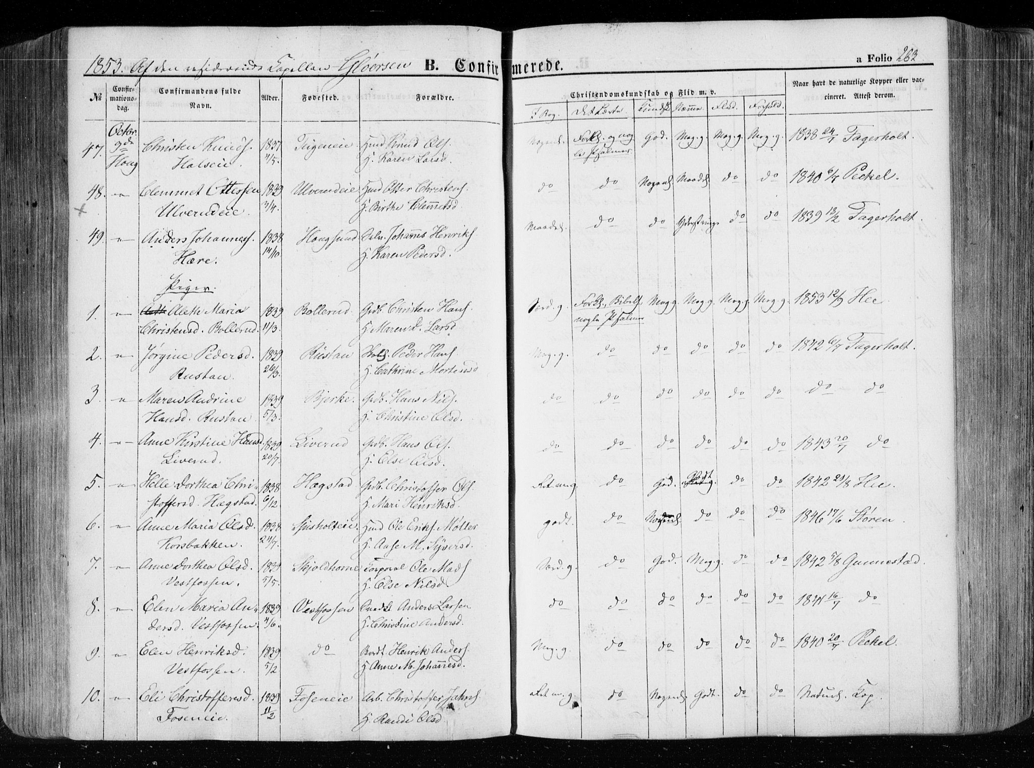 Eiker kirkebøker, AV/SAKO-A-4/F/Fa/L0014: Parish register (official) no. I 14, 1846-1854, p. 263