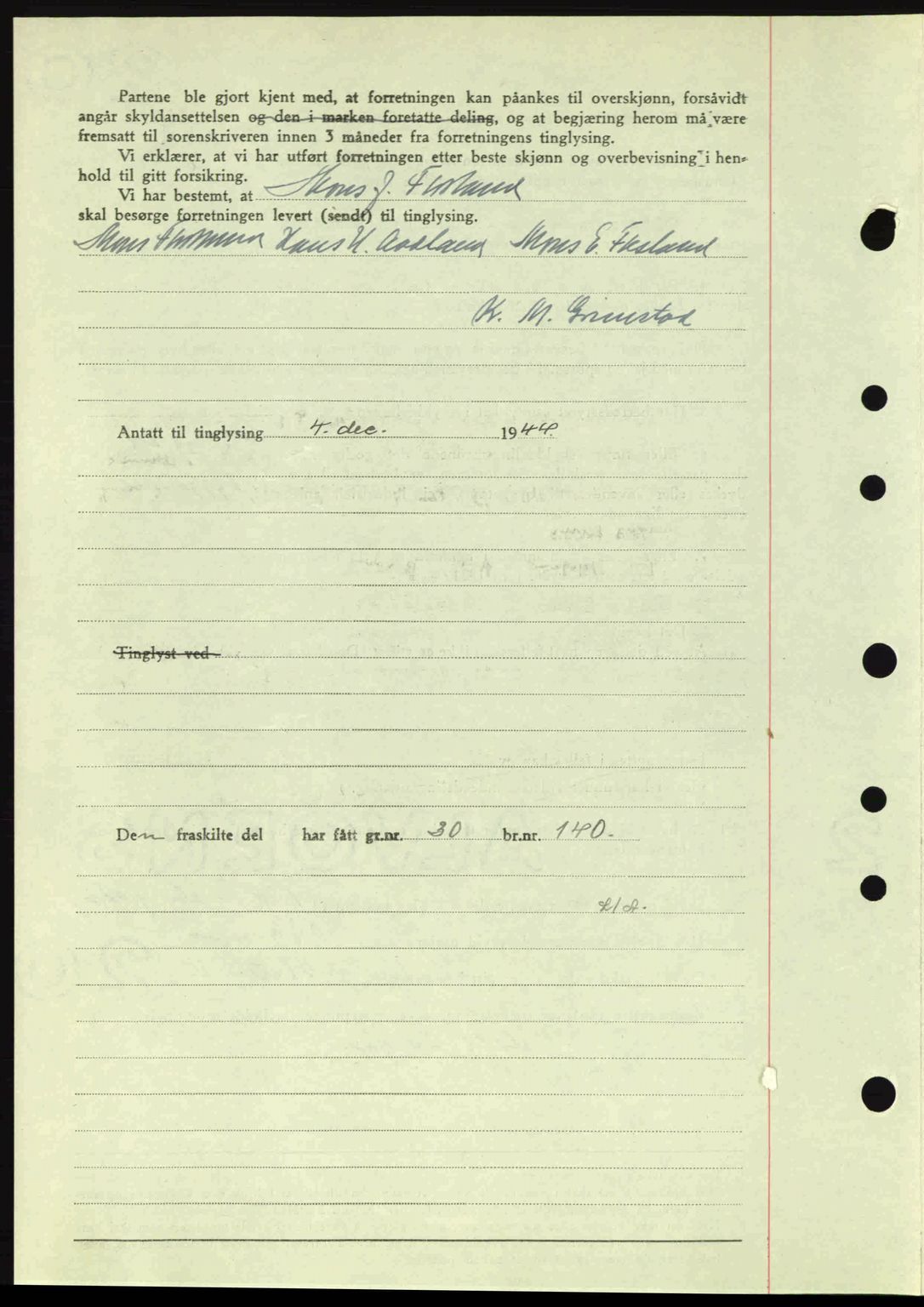 Midhordland sorenskriveri, AV/SAB-A-3001/1/G/Gb/Gbj/L0019: Mortgage book no. A37-38, 1944-1945, Diary no: : 3832/1944