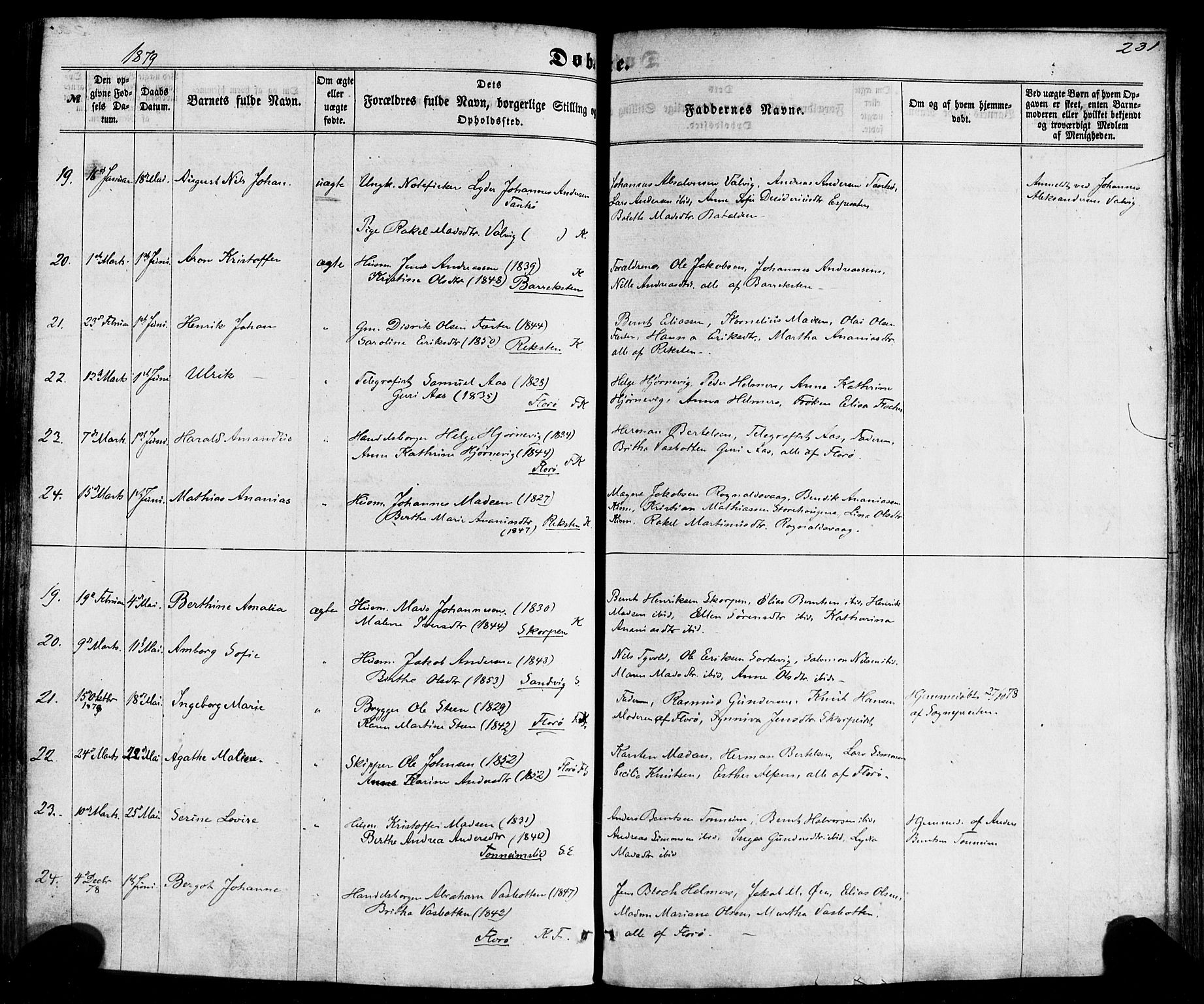 Kinn sokneprestembete, SAB/A-80801/H/Haa/Haaa/L0006: Parish register (official) no. A 6, 1857-1885, p. 231