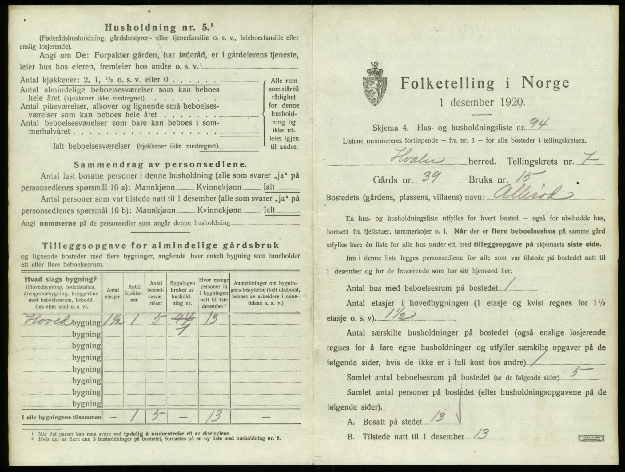 SAO, 1920 census for Hvaler, 1920, p. 1304