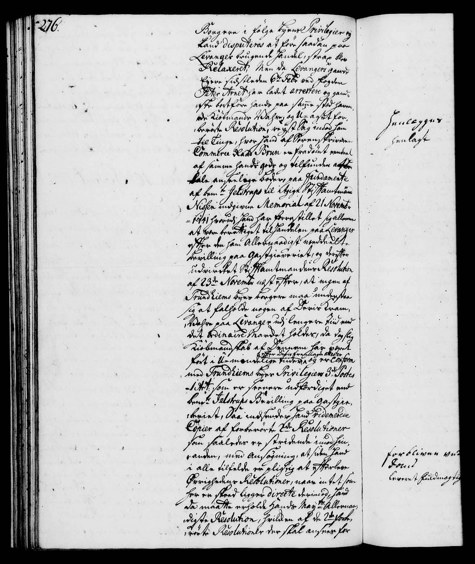 Rentekammeret, Kammerkanselliet, AV/RA-EA-3111/G/Gh/Gha/L0024: Norsk ekstraktmemorialprotokoll (merket RK 53.69), 1742-1743, p. 276