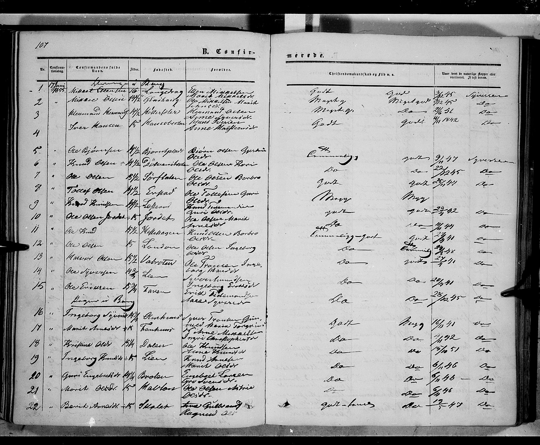 Sør-Aurdal prestekontor, SAH/PREST-128/H/Ha/Haa/L0005: Parish register (official) no. 5, 1849-1876, p. 107