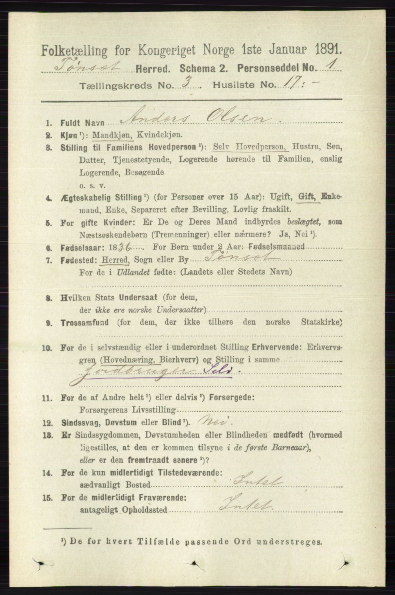 RA, 1891 census for 0437 Tynset, 1891, p. 645