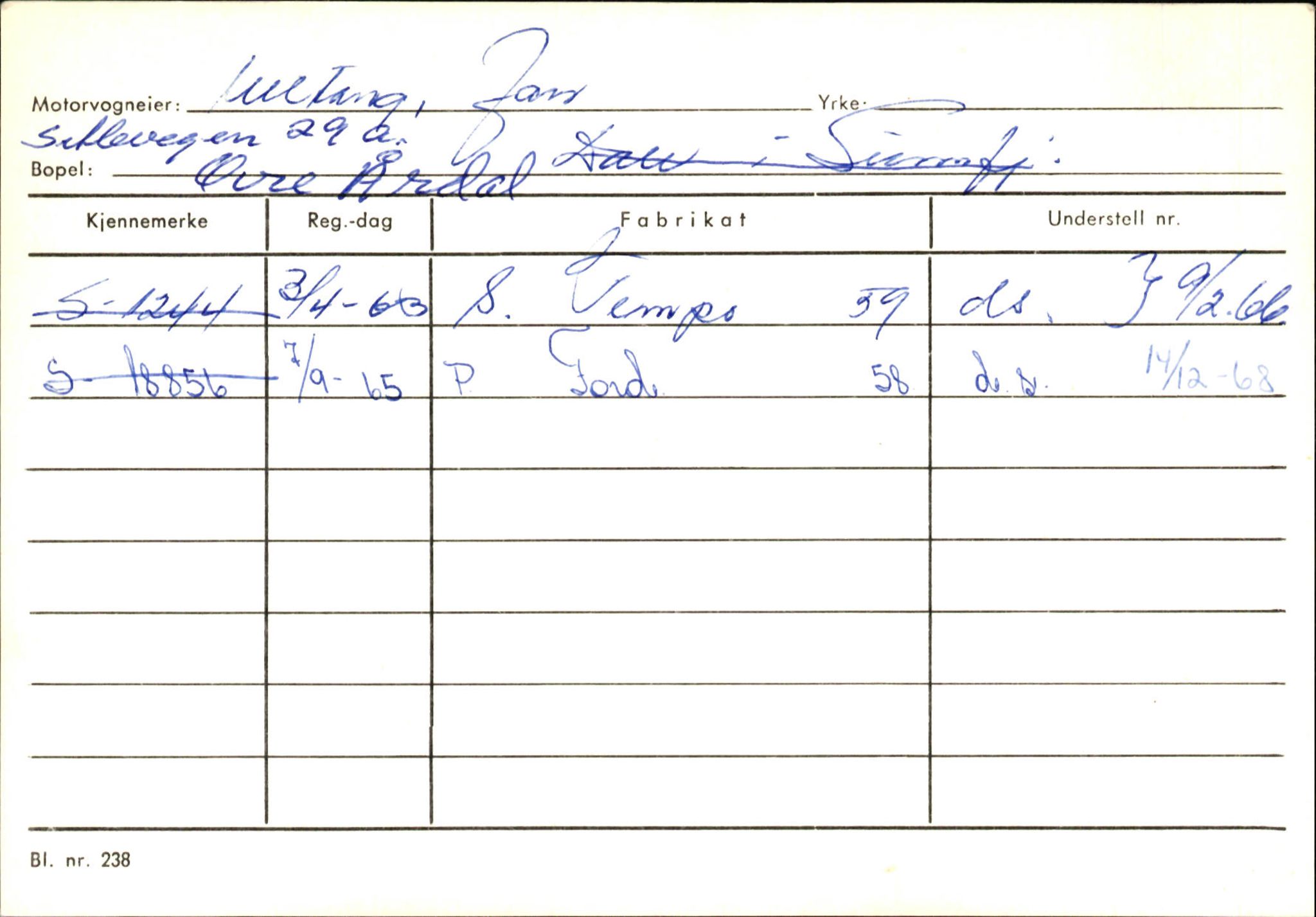 Statens vegvesen, Sogn og Fjordane vegkontor, AV/SAB-A-5301/4/F/L0146: Registerkort Årdal R-Å samt diverse kort, 1945-1975, p. 1031