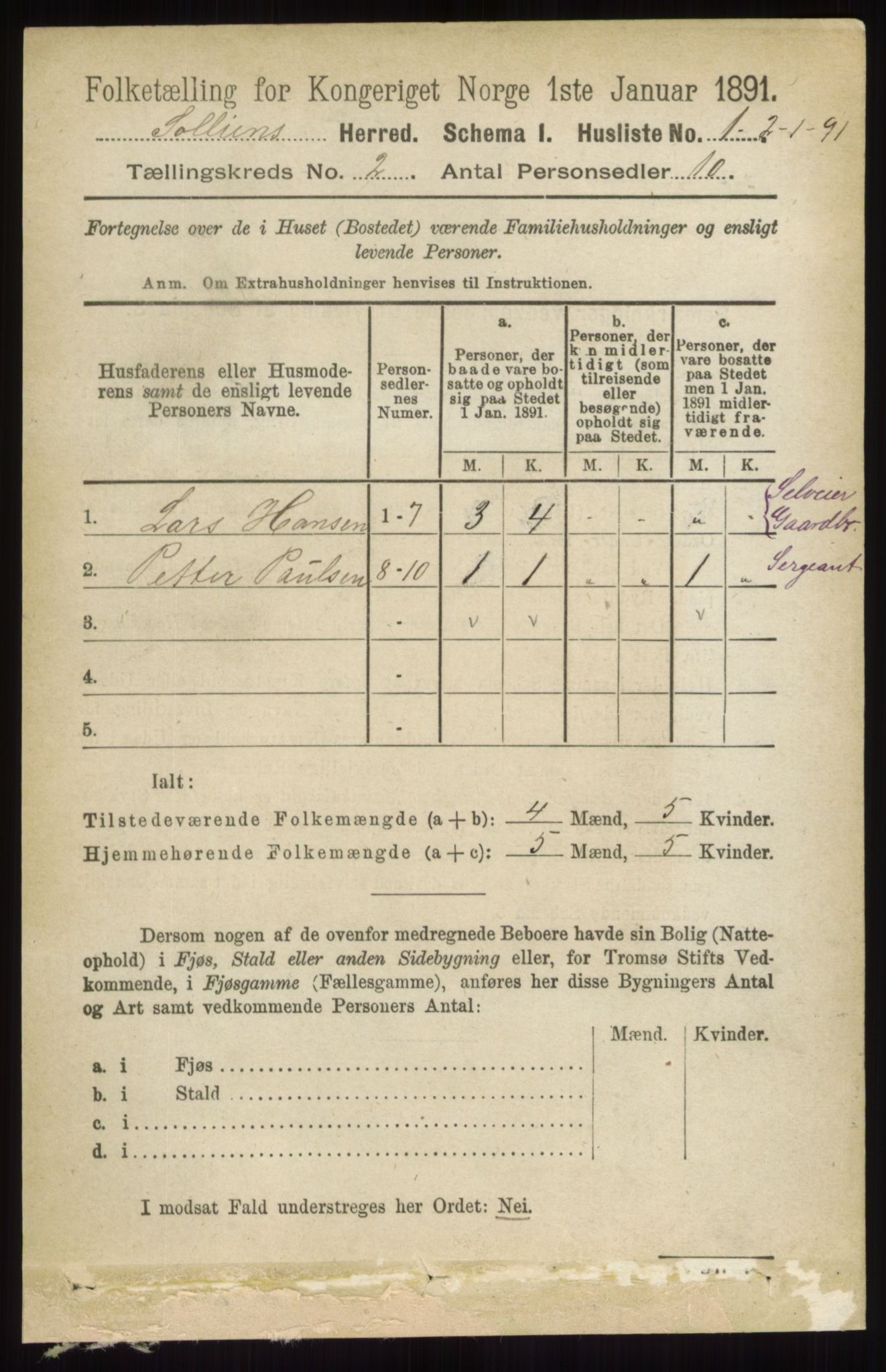 RA, 1891 census for 0431 Sollia, 1891, p. 334