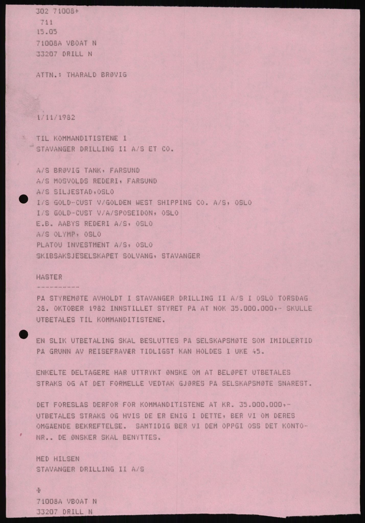 Pa 1503 - Stavanger Drilling AS, AV/SAST-A-101906/D/L0006: Korrespondanse og saksdokumenter, 1974-1984, p. 121