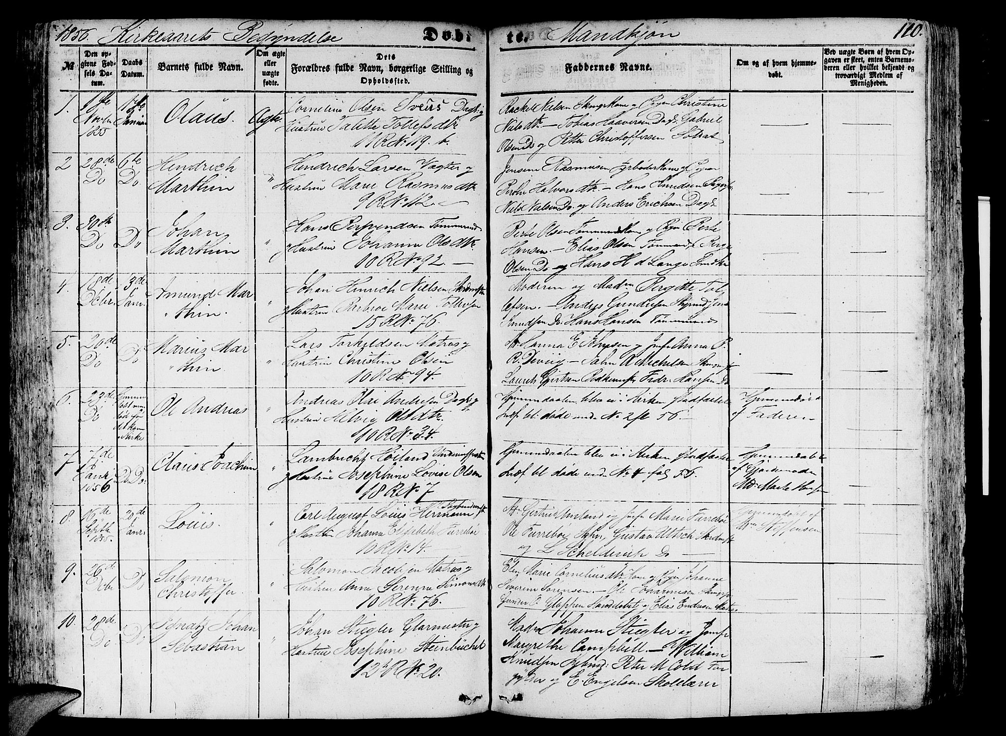 Domkirken sokneprestembete, SAB/A-74801/H/Hab/L0010: Parish register (copy) no. B 3, 1849-1856, p. 110