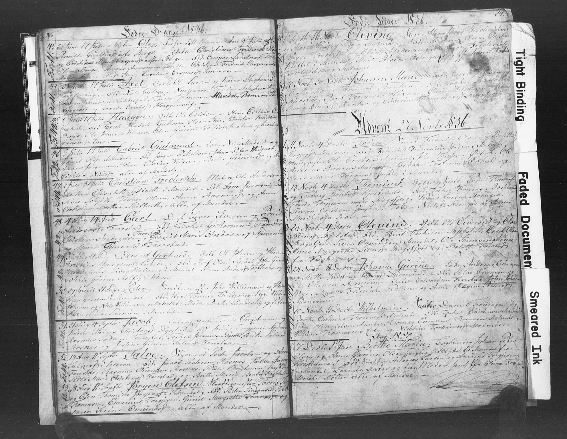 Mandal sokneprestkontor, SAK/1111-0030/F/Fb/Fba/L0003: Parish register (copy) no. B 1C, 1834-1838, p. 14