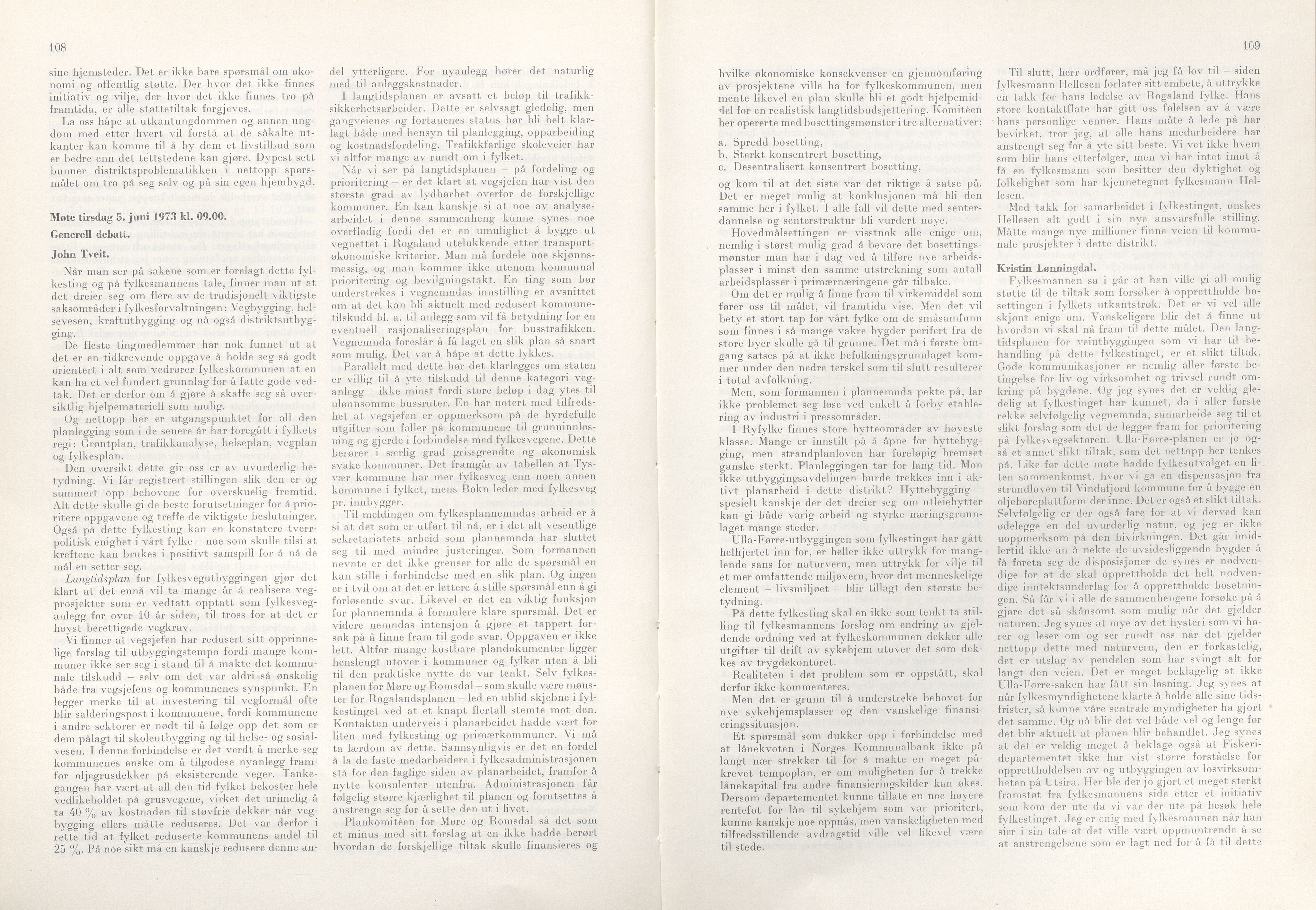 Rogaland fylkeskommune - Fylkesrådmannen , IKAR/A-900/A/Aa/Aaa/L0093: Møtebok , 1973, p. 108-109