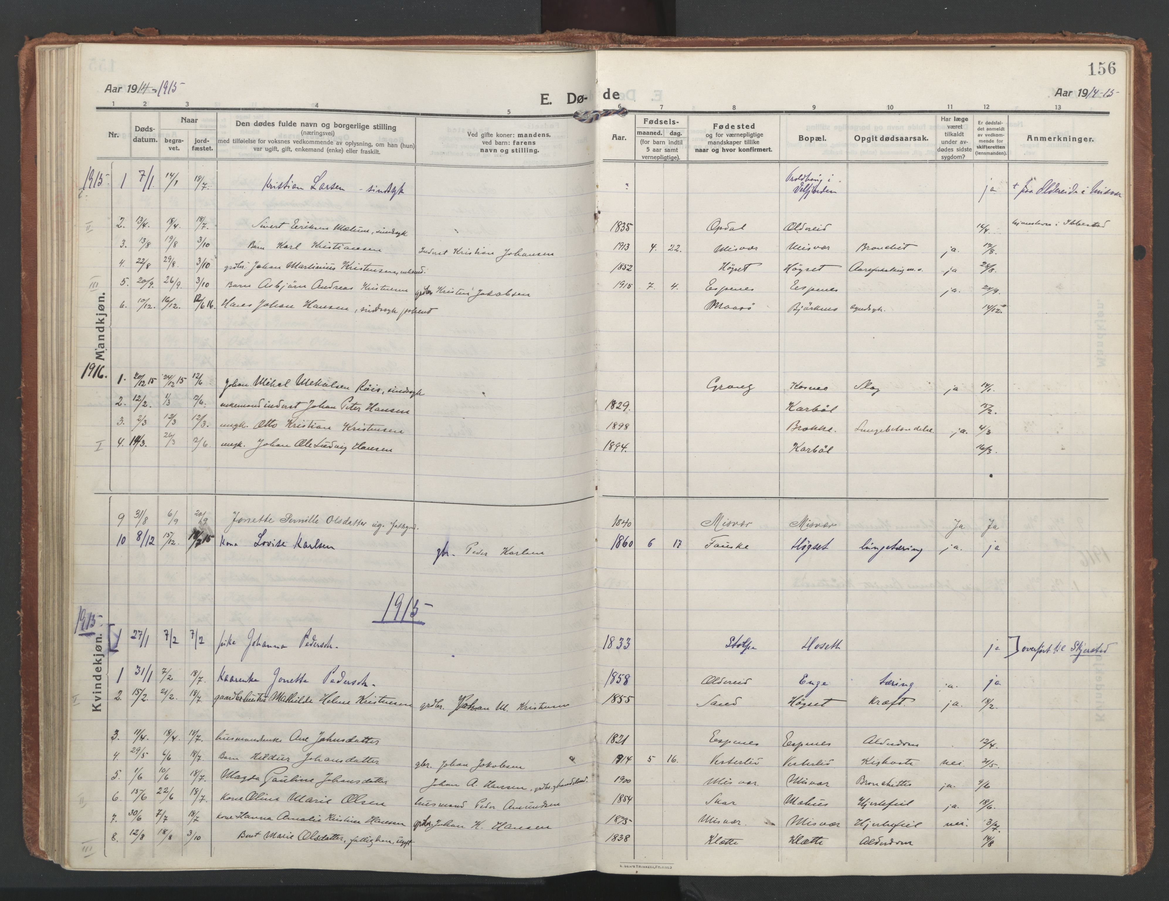 Ministerialprotokoller, klokkerbøker og fødselsregistre - Nordland, AV/SAT-A-1459/852/L0748: Parish register (official) no. 852A18, 1913-1932, p. 156