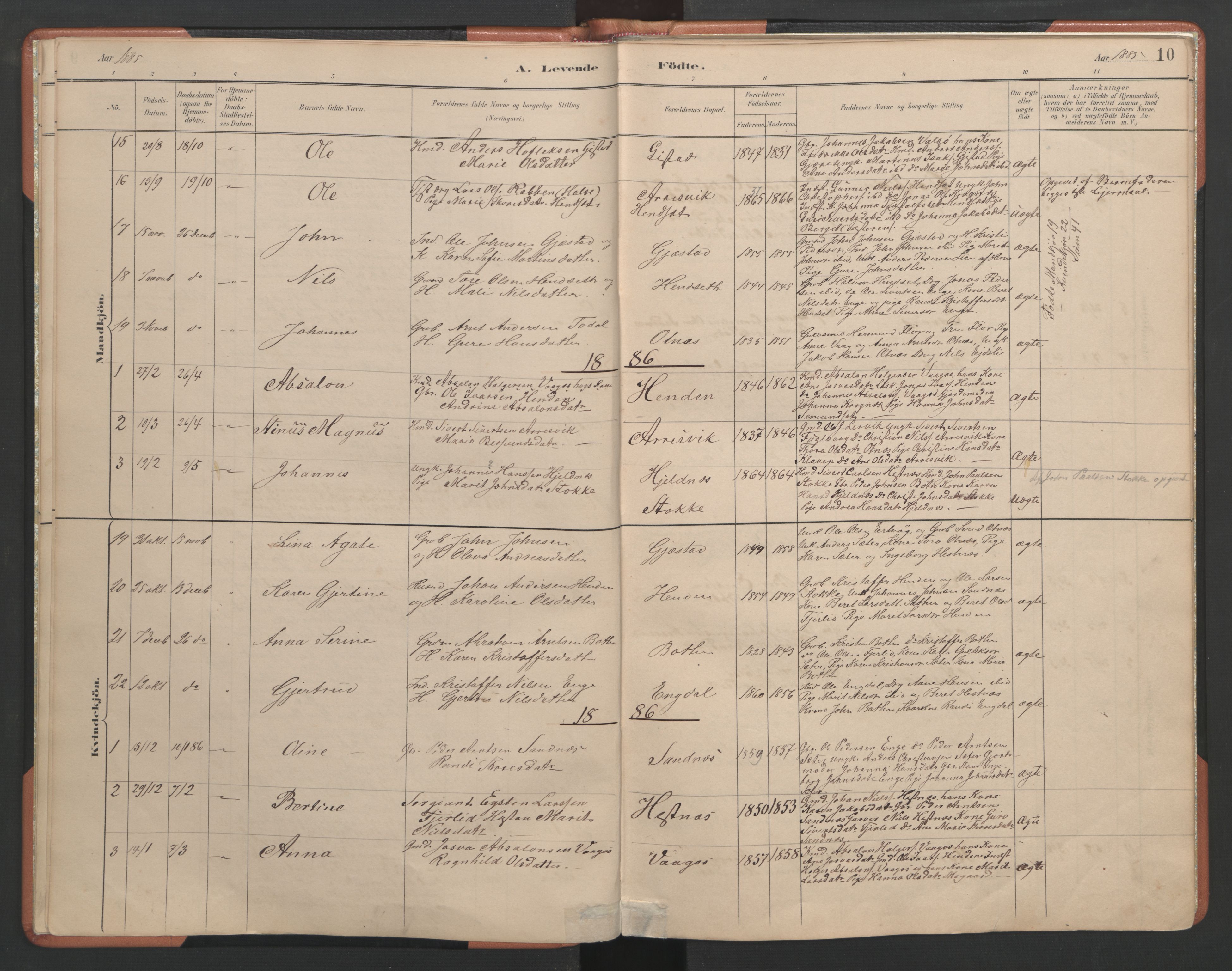 Ministerialprotokoller, klokkerbøker og fødselsregistre - Møre og Romsdal, AV/SAT-A-1454/580/L0926: Parish register (copy) no. 580C01, 1882-1903, p. 10