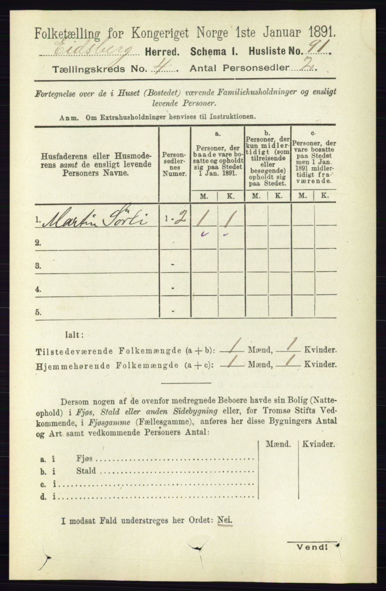 RA, 1891 census for 0125 Eidsberg, 1891, p. 2362