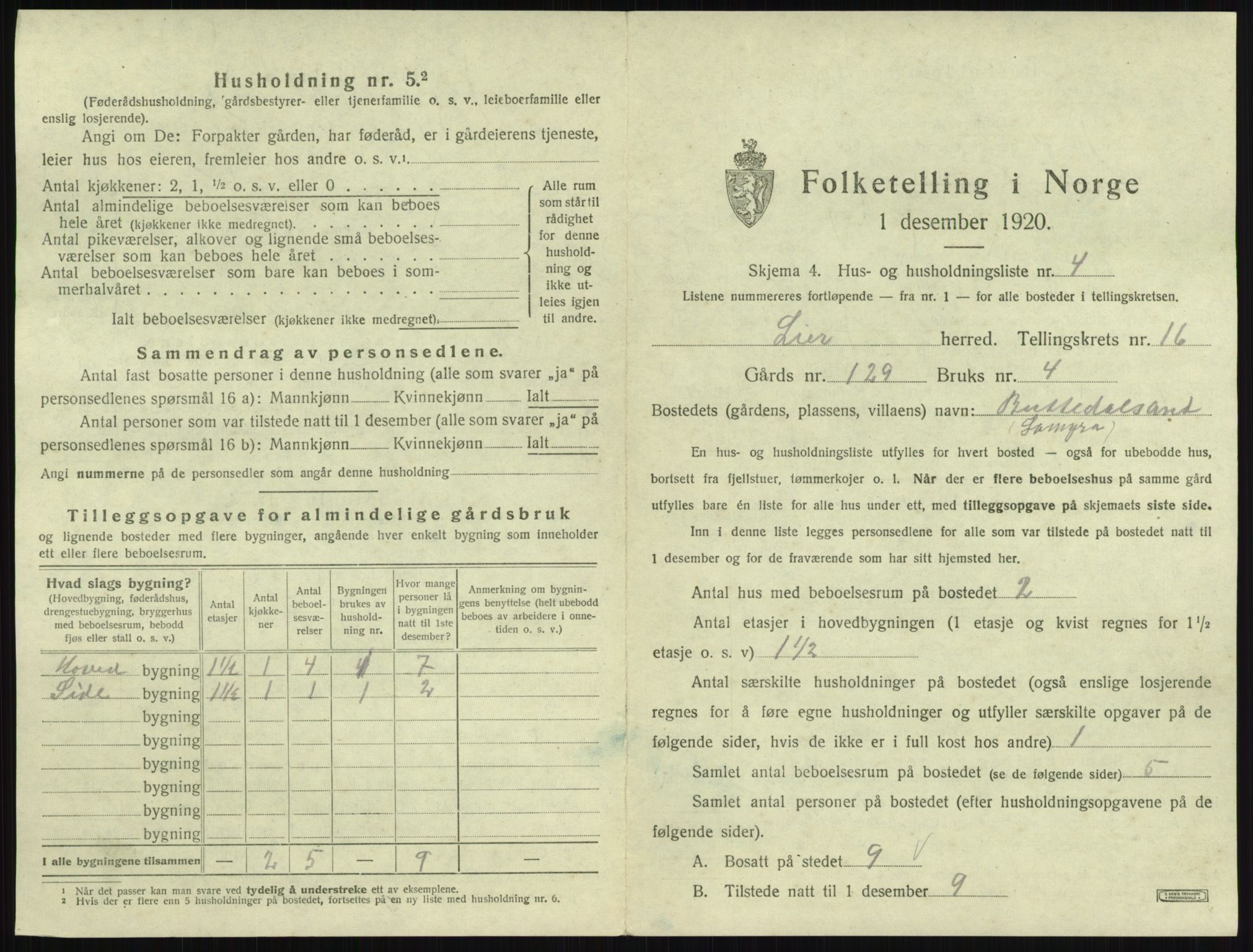 SAKO, 1920 census for Lier, 1920, p. 2736