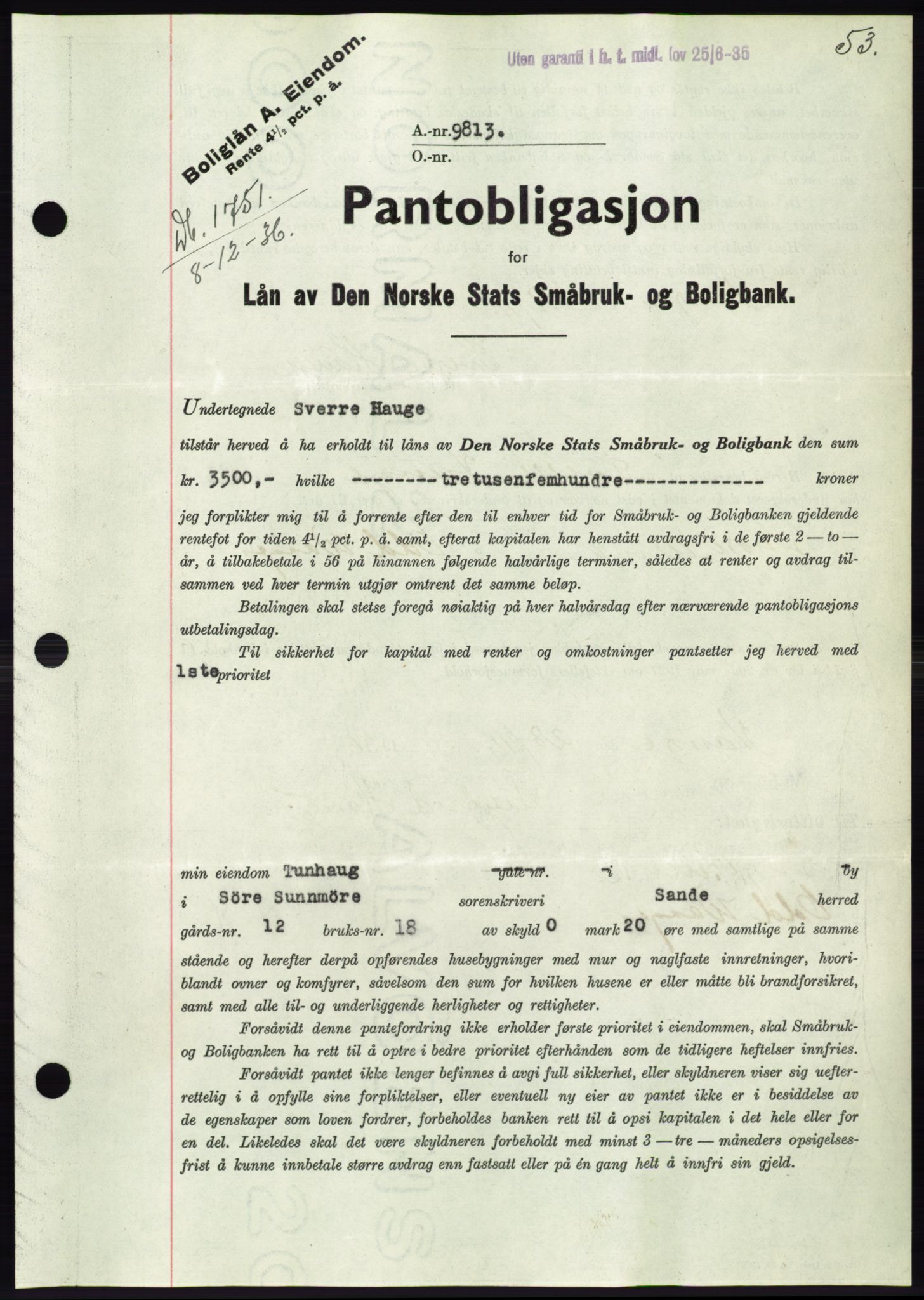 Søre Sunnmøre sorenskriveri, SAT/A-4122/1/2/2C/L0062: Mortgage book no. 56, 1936-1937, Diary no: : 1751/1936