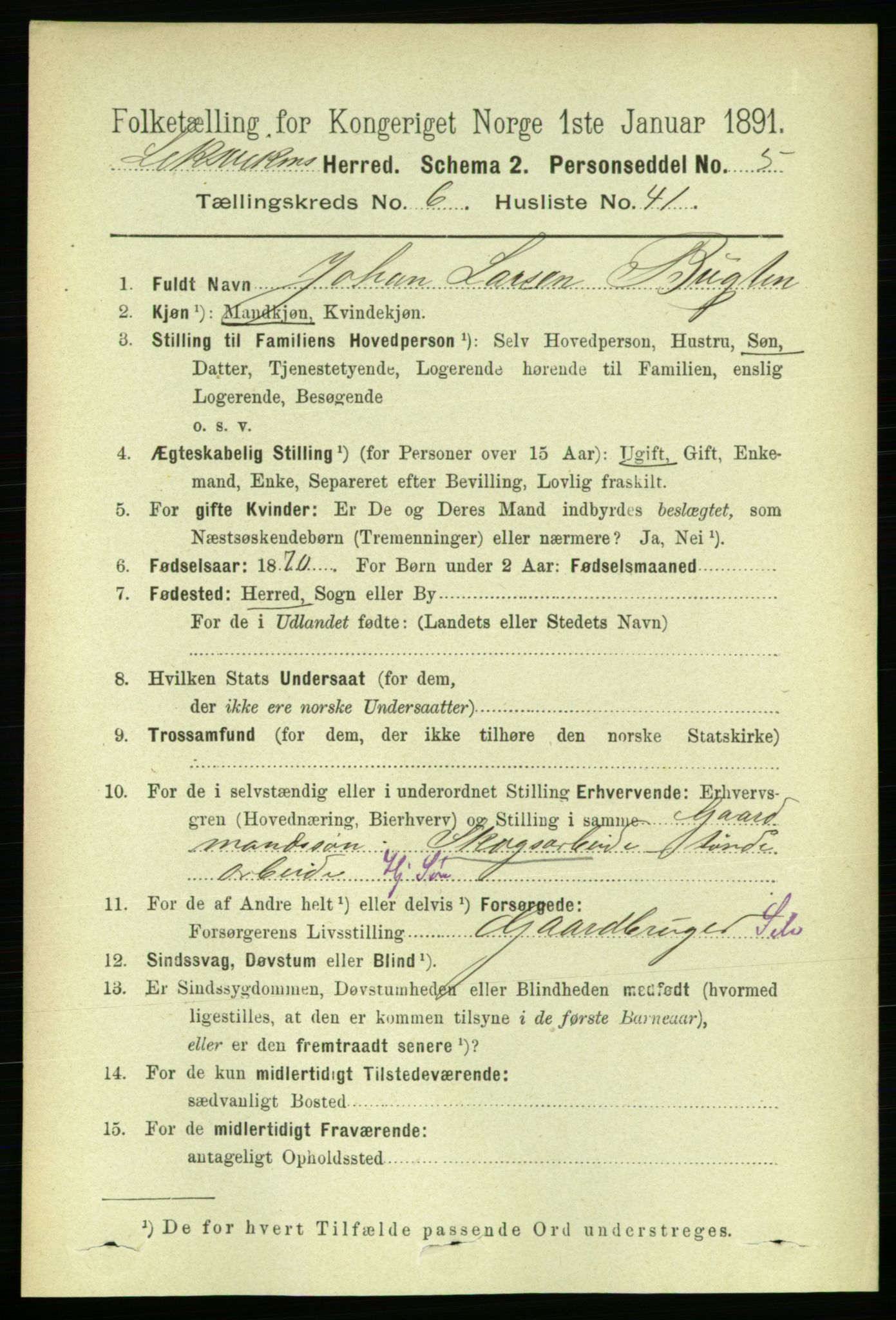 RA, 1891 census for 1718 Leksvik, 1891, p. 3484