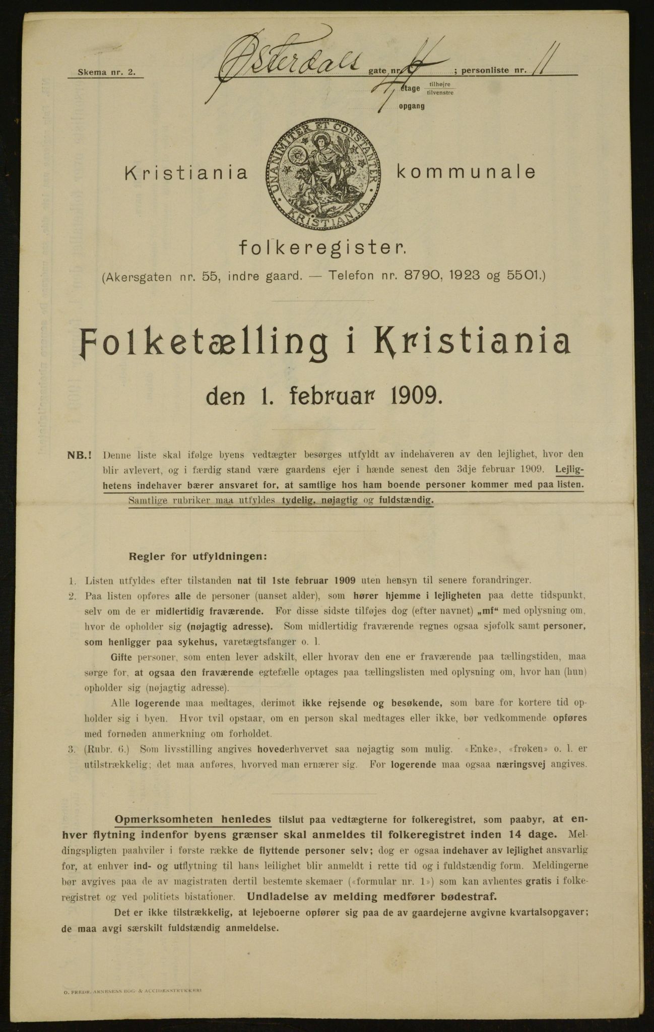 OBA, Municipal Census 1909 for Kristiania, 1909, p. 117106