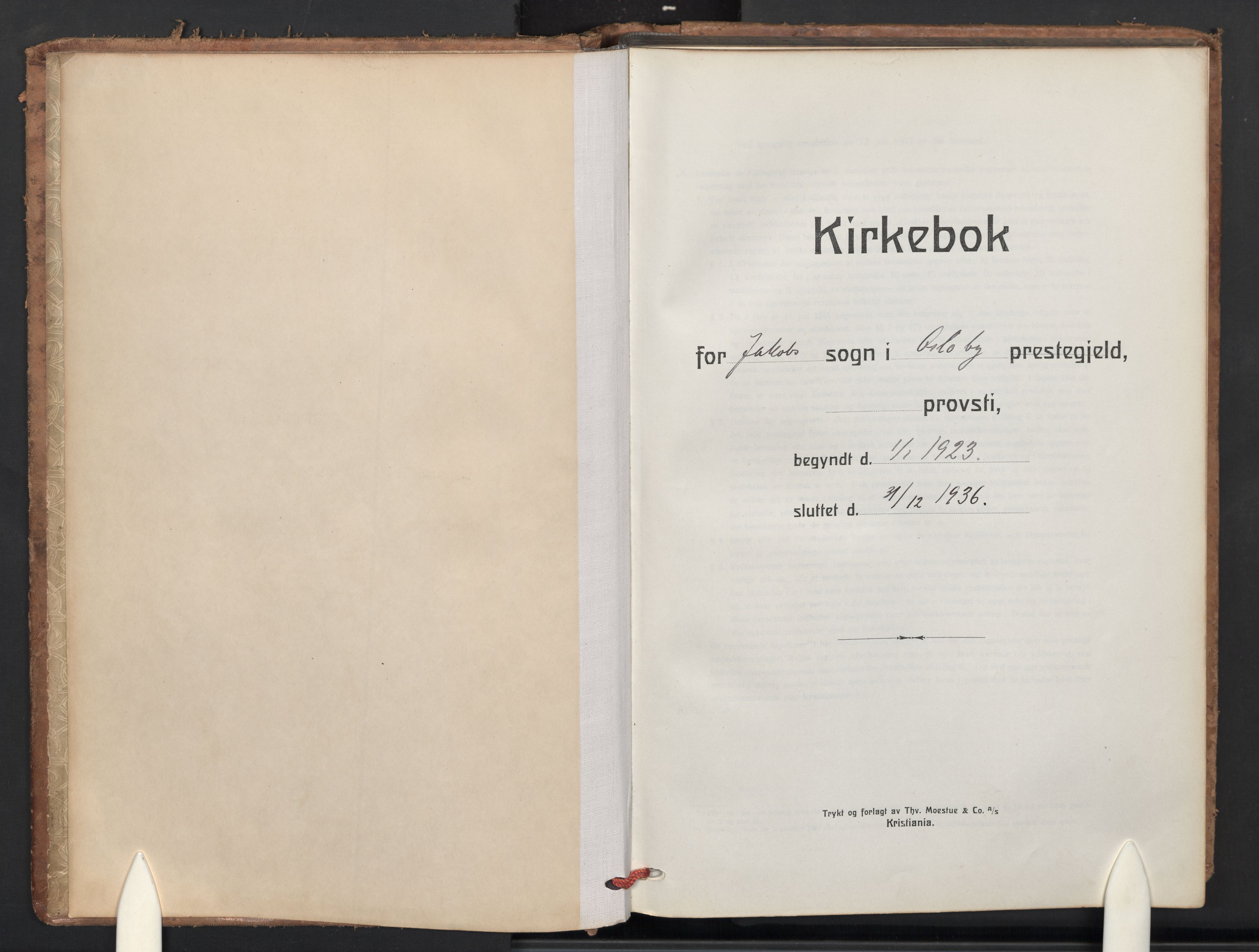 Jakob prestekontor Kirkebøker, SAO/A-10850/F/Fa/L0018: Parish register (official) no. 18, 1923-1936