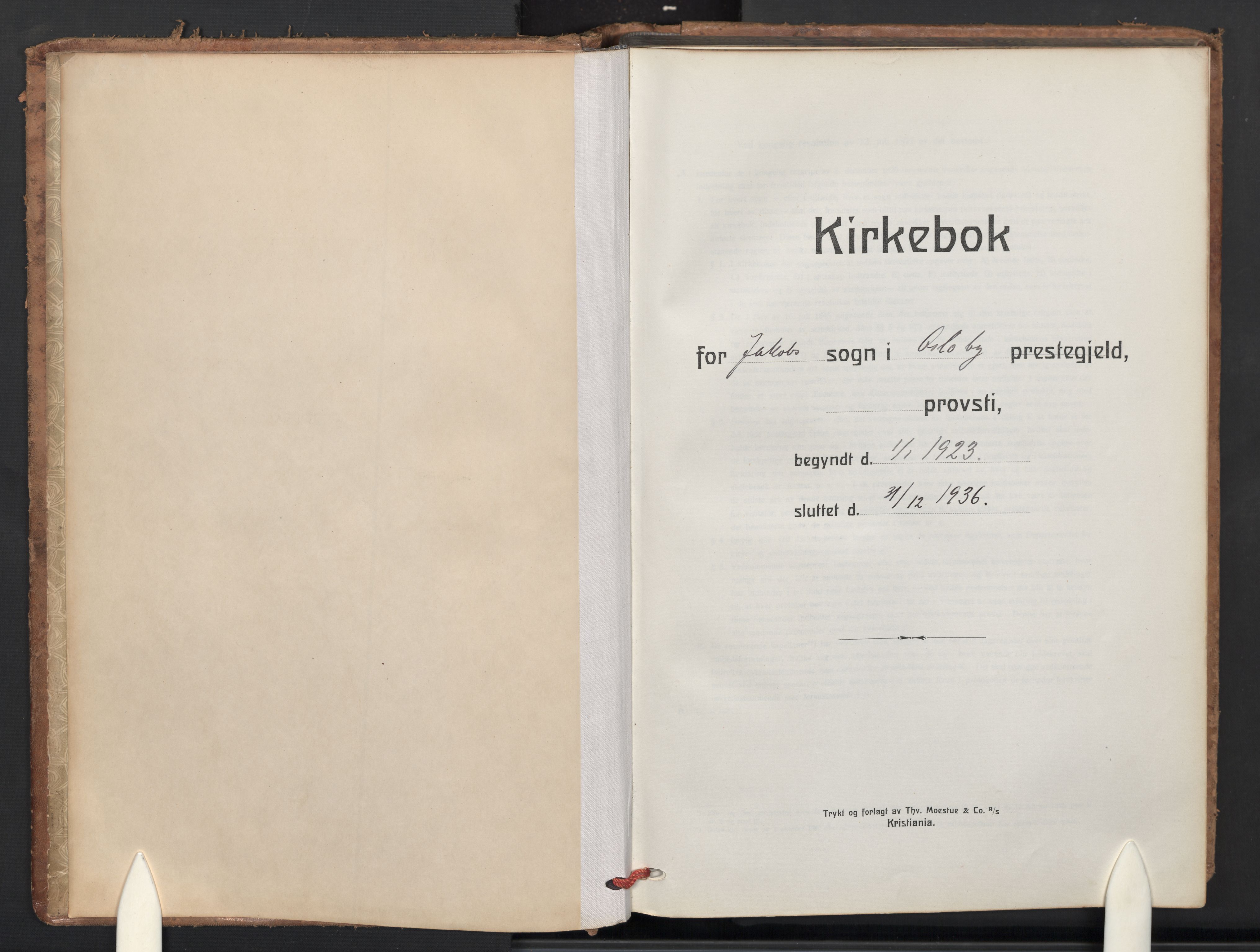 Jakob prestekontor Kirkebøker, AV/SAO-A-10850/F/Fa/L0018: Parish register (official) no. 18, 1923-1936