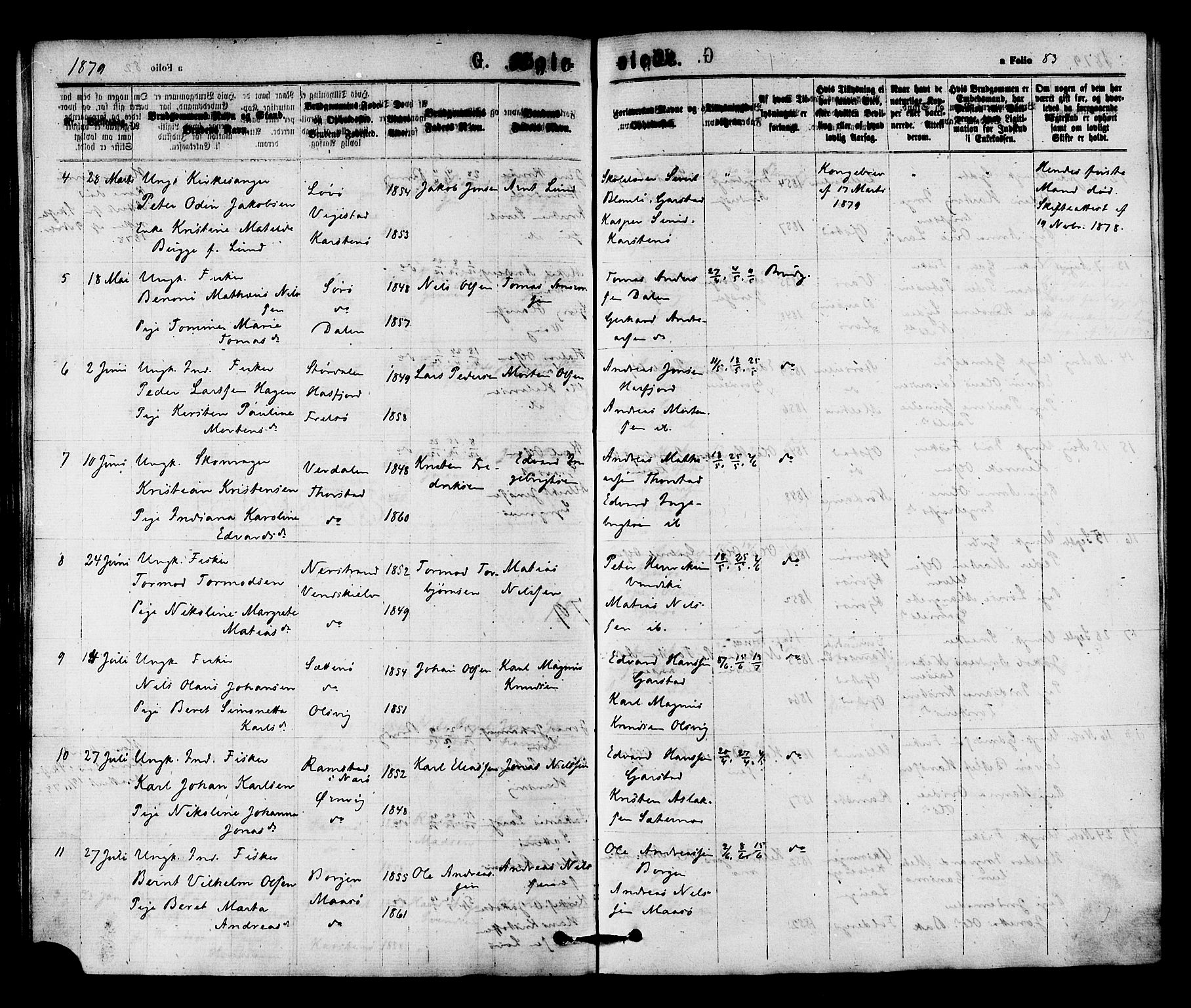 Ministerialprotokoller, klokkerbøker og fødselsregistre - Nord-Trøndelag, AV/SAT-A-1458/784/L0671: Parish register (official) no. 784A06, 1876-1879, p. 83