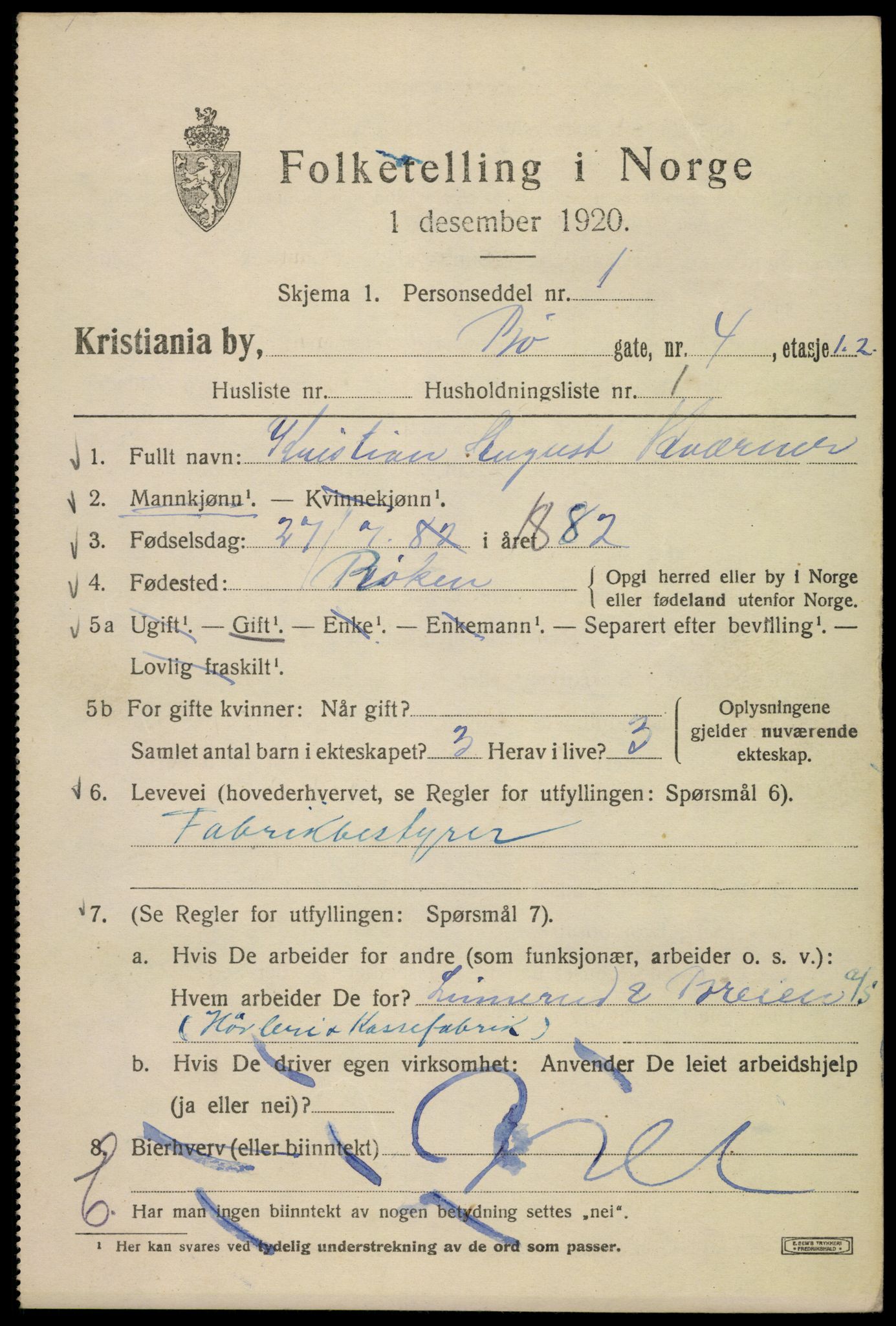 SAO, 1920 census for Kristiania, 1920, p. 180767