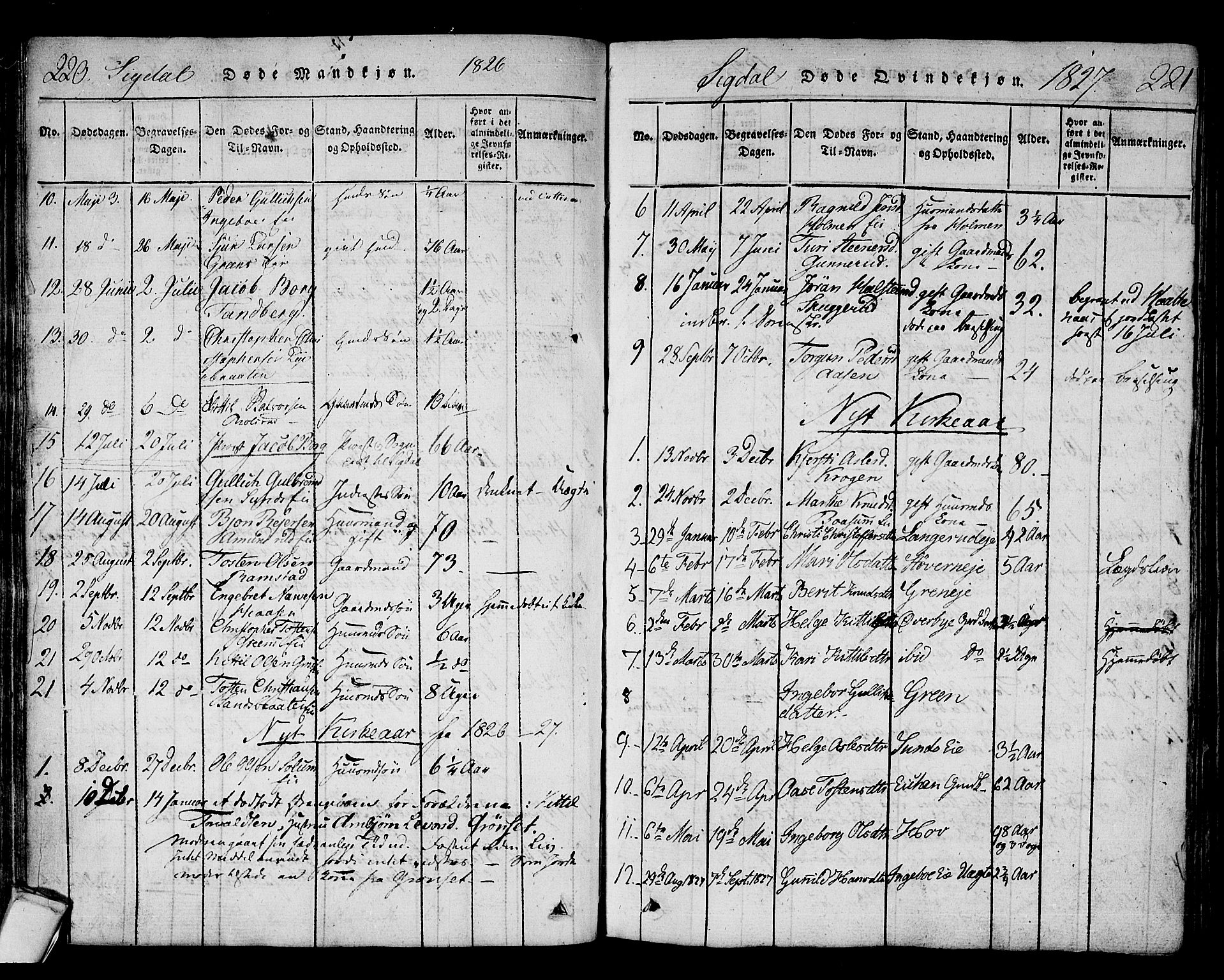 Sigdal kirkebøker, AV/SAKO-A-245/F/Fa/L0005: Parish register (official) no. I 5 /1, 1815-1829, p. 220-221