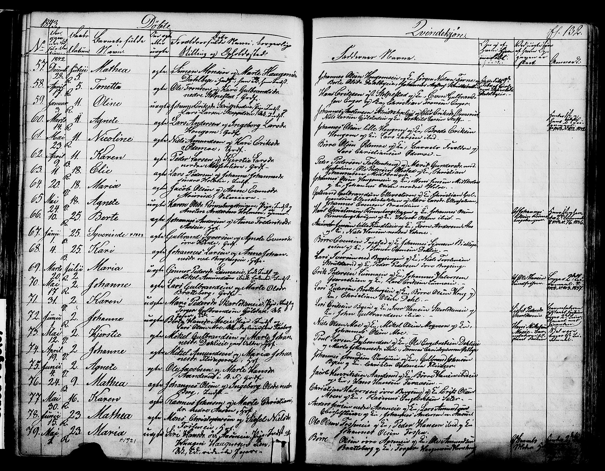 Ringsaker prestekontor, SAH/PREST-014/K/Ka/L0008: Parish register (official) no. 8, 1837-1850, p. 132