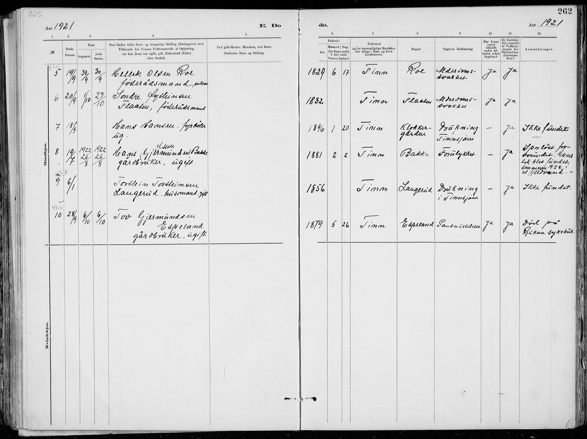 Tinn kirkebøker, AV/SAKO-A-308/F/Fa/L0007: Parish register (official) no. I 7, 1878-1922, p. 262