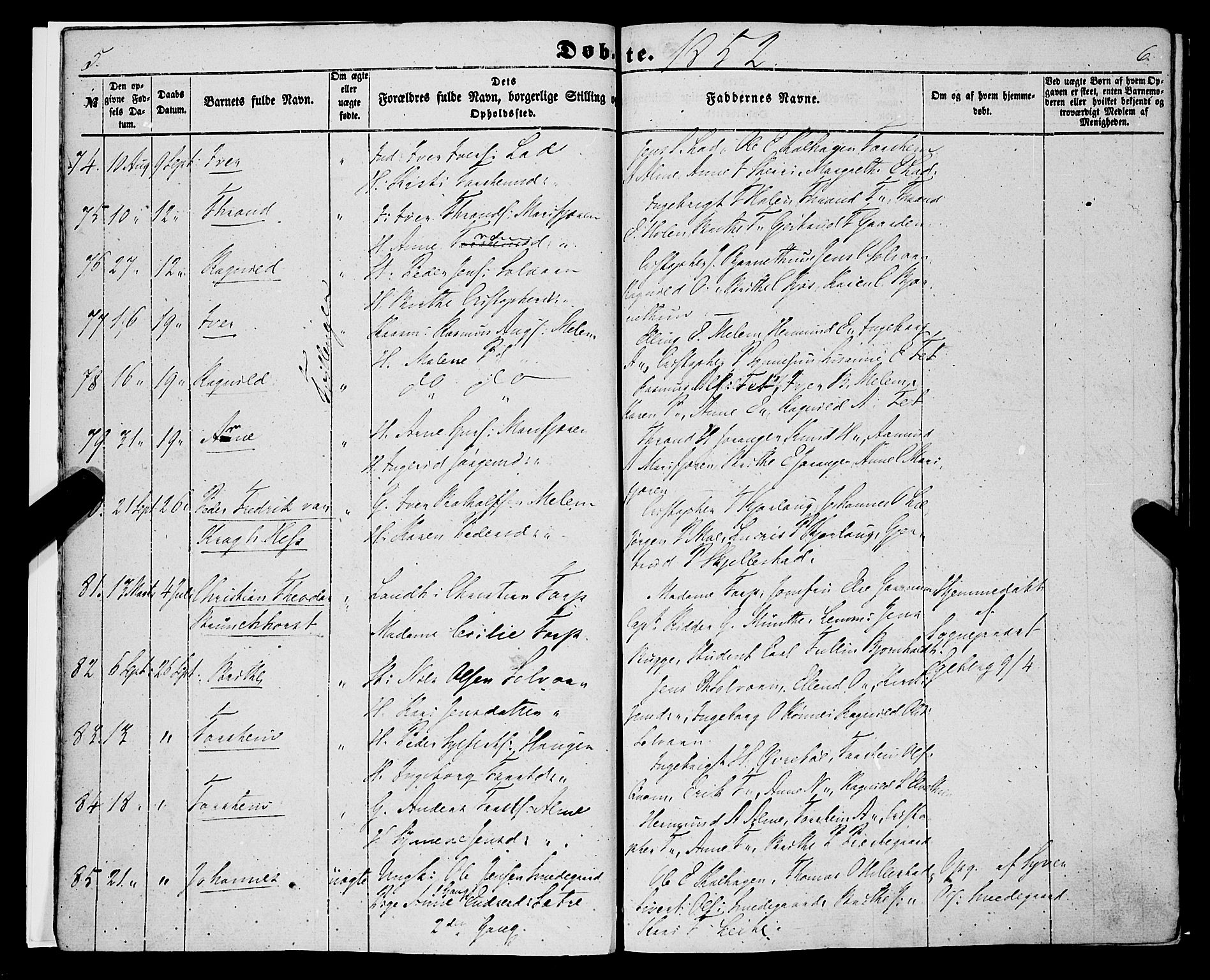 Hafslo sokneprestembete, AV/SAB-A-80301/H/Haa/Haaa/L0009: Parish register (official) no. A 9, 1852-1873, p. 5-6