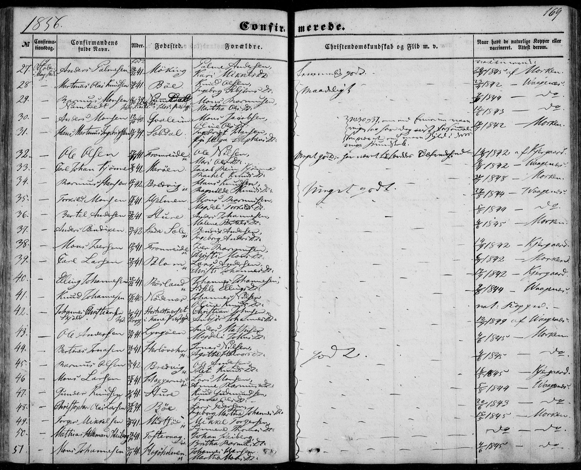 Manger sokneprestembete, AV/SAB-A-76801/H/Haa: Parish register (official) no. A 6, 1849-1859, p. 169